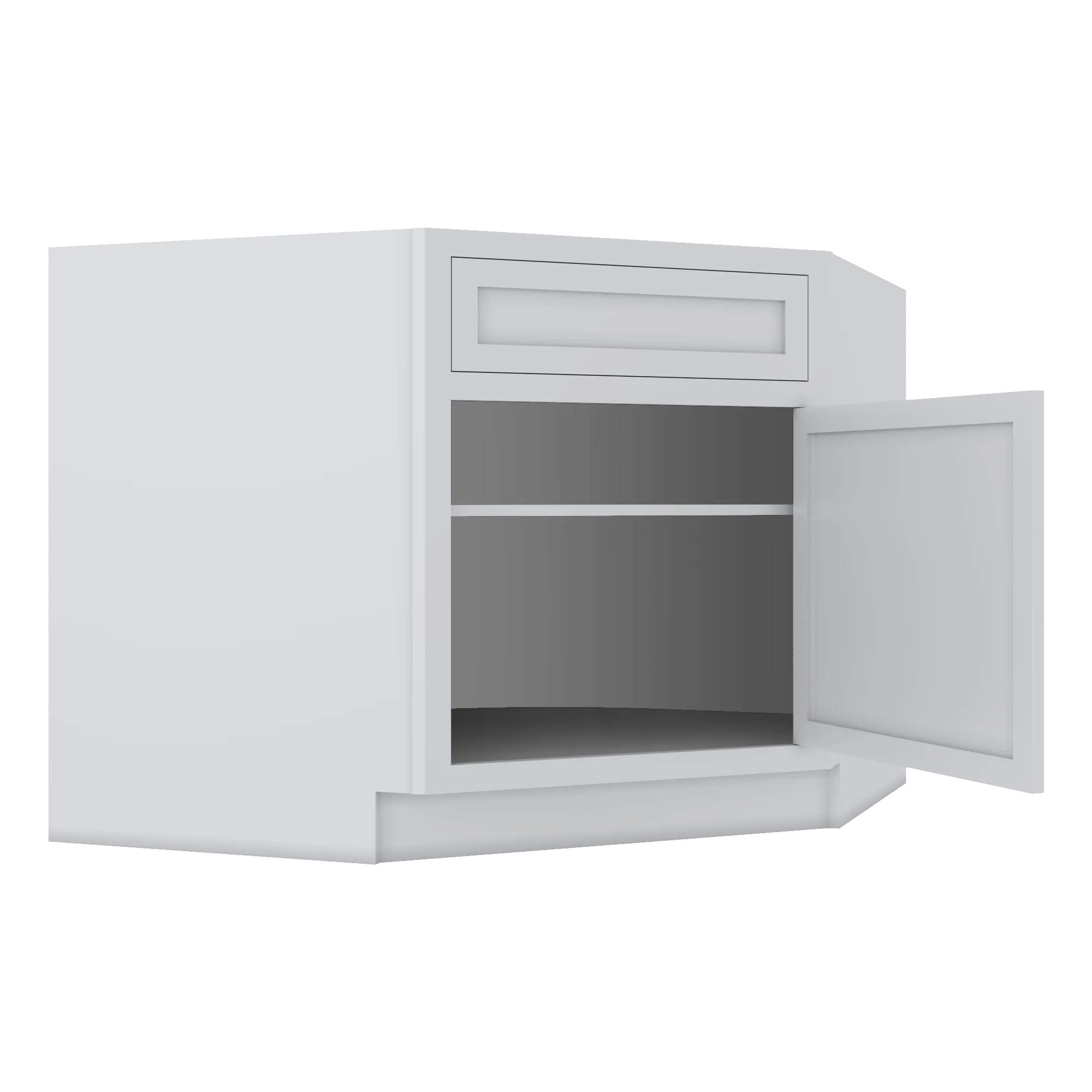 Diagonal Corner Sink Base Cabinet 42" - 2WS White Shaker - Image 2