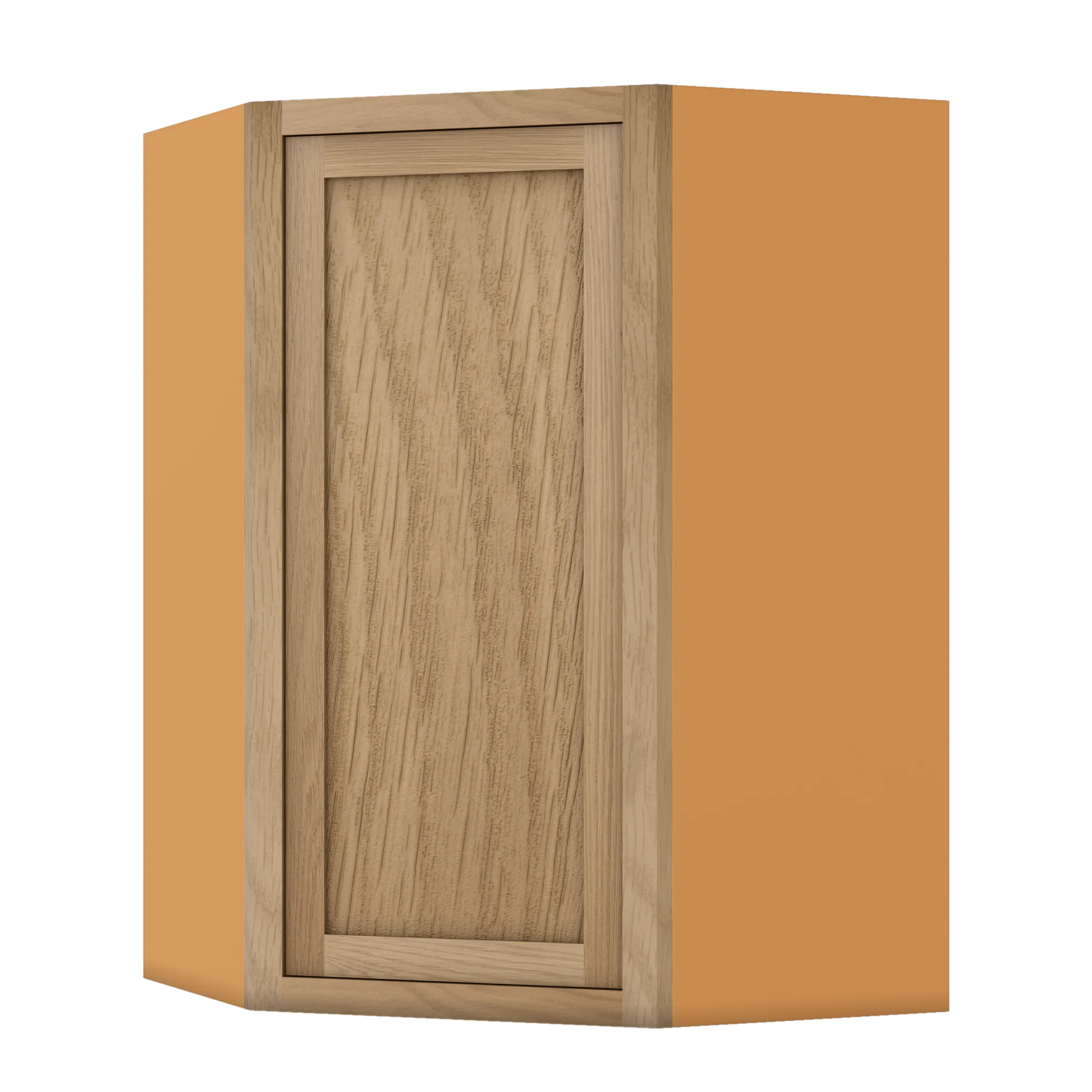 Diagonal Corner White Oak Inset Shaker Wall Cabinet - Single Door - Image 3