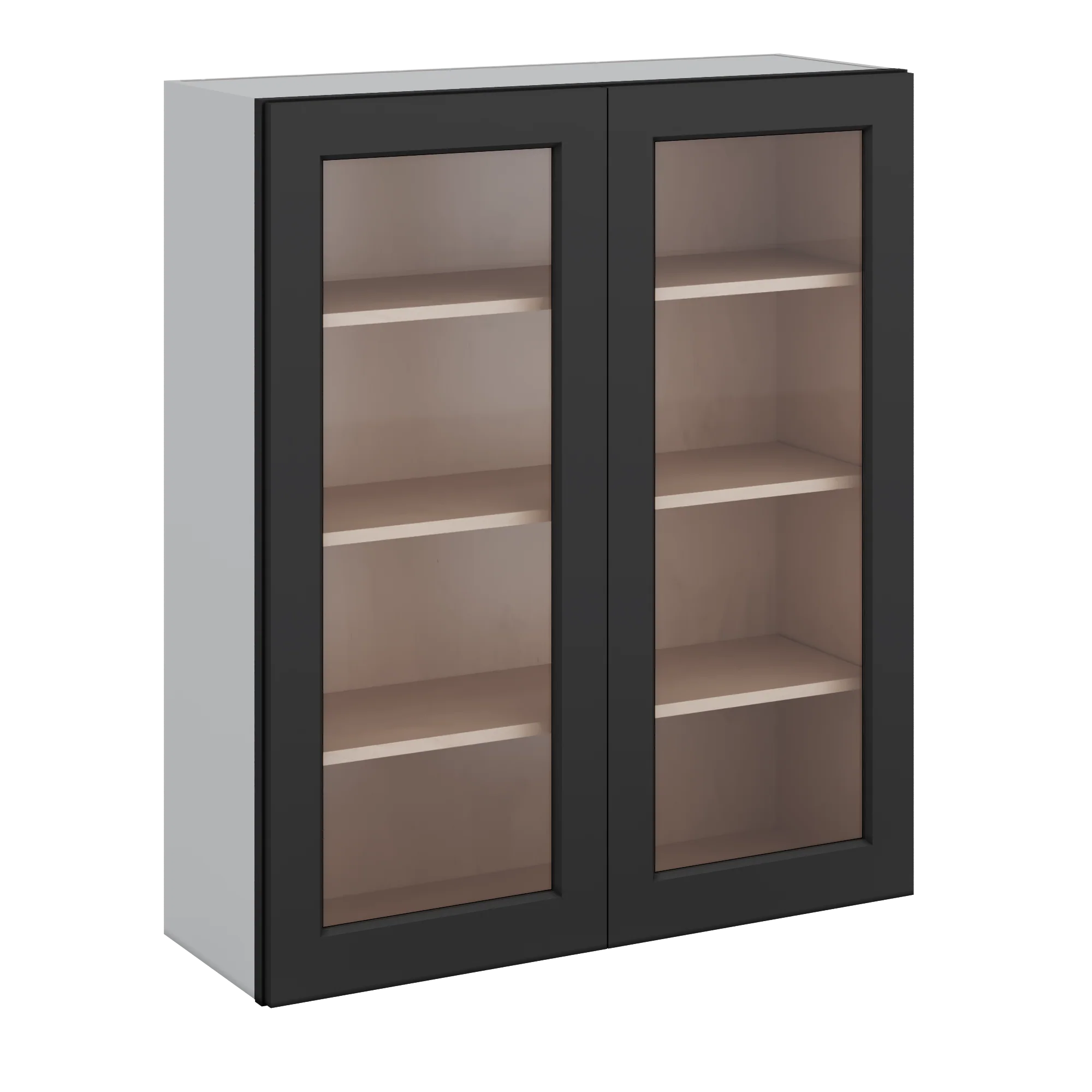 Double Door 24", 27", 30", 33" & 36" - 42" Tall Wall Cabinet Black Shaker 1-1/4" Overlay Glass Ready Wall Cabinet - - Image 9