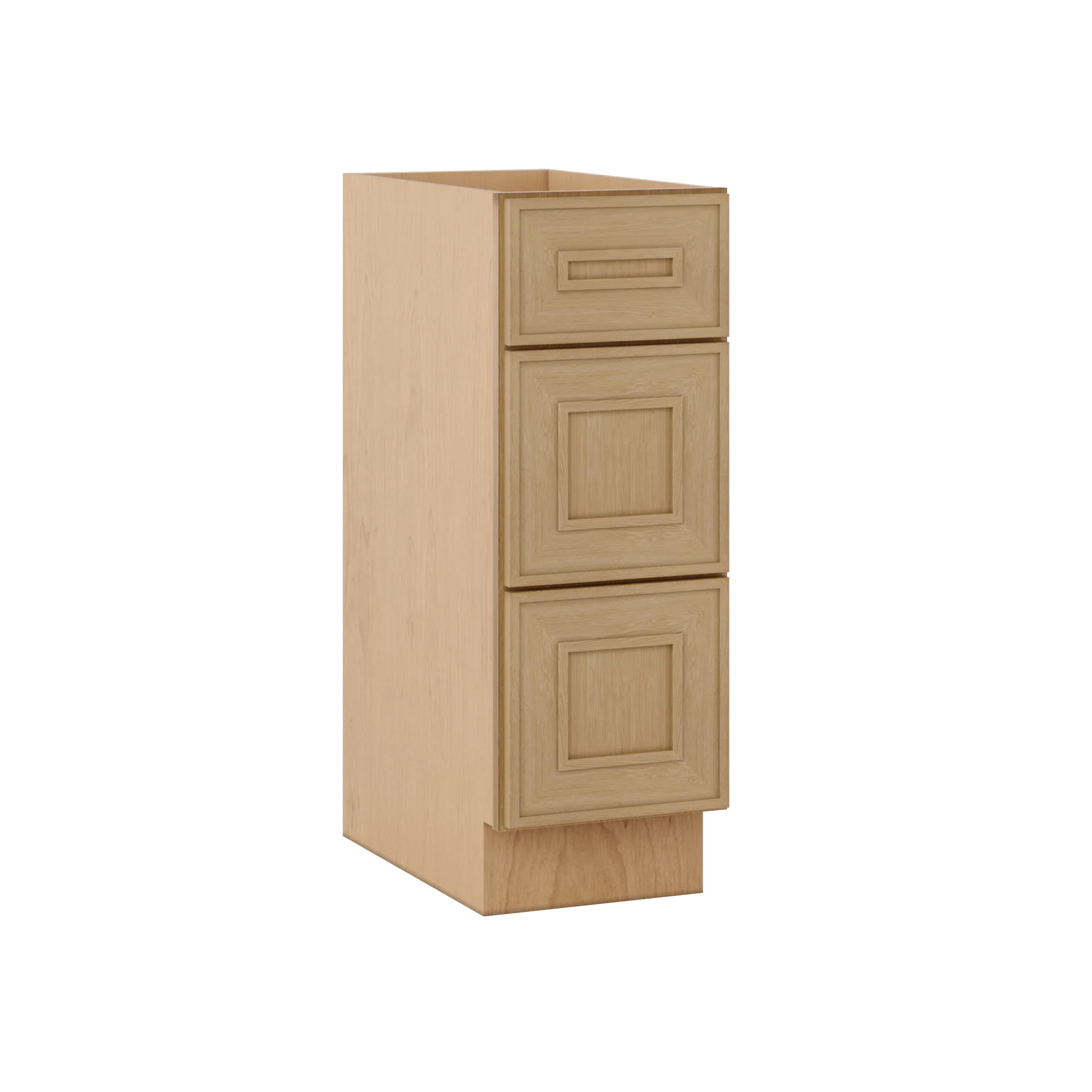 Vanity Base Cabinet 3 Drawer Base 12", 15", 18", 21" Elegant Oak Craftsman Shaker 1-1/4" Overlay