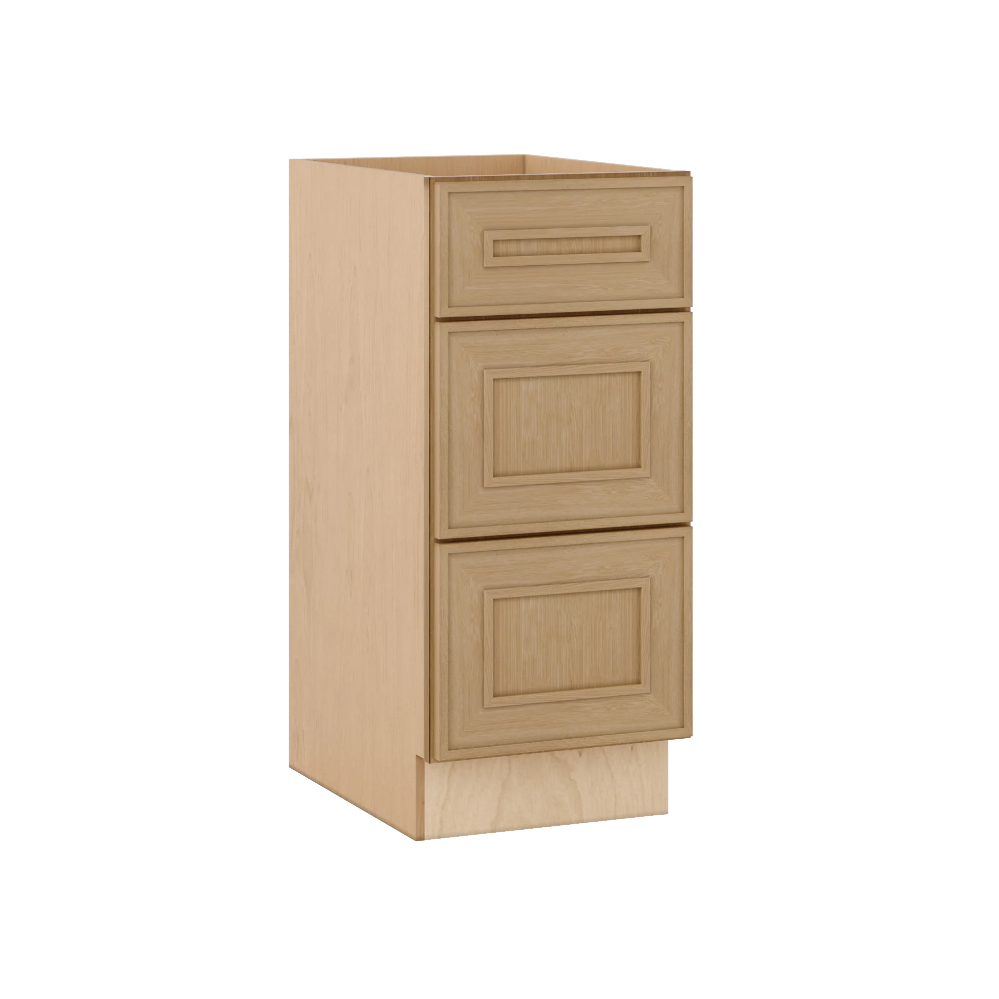 Vanity Base Cabinet 3 Drawer Base 12", 15", 18", 21" Elegant Oak Craftsman Shaker 1-1/4" Overlay - Image 3
