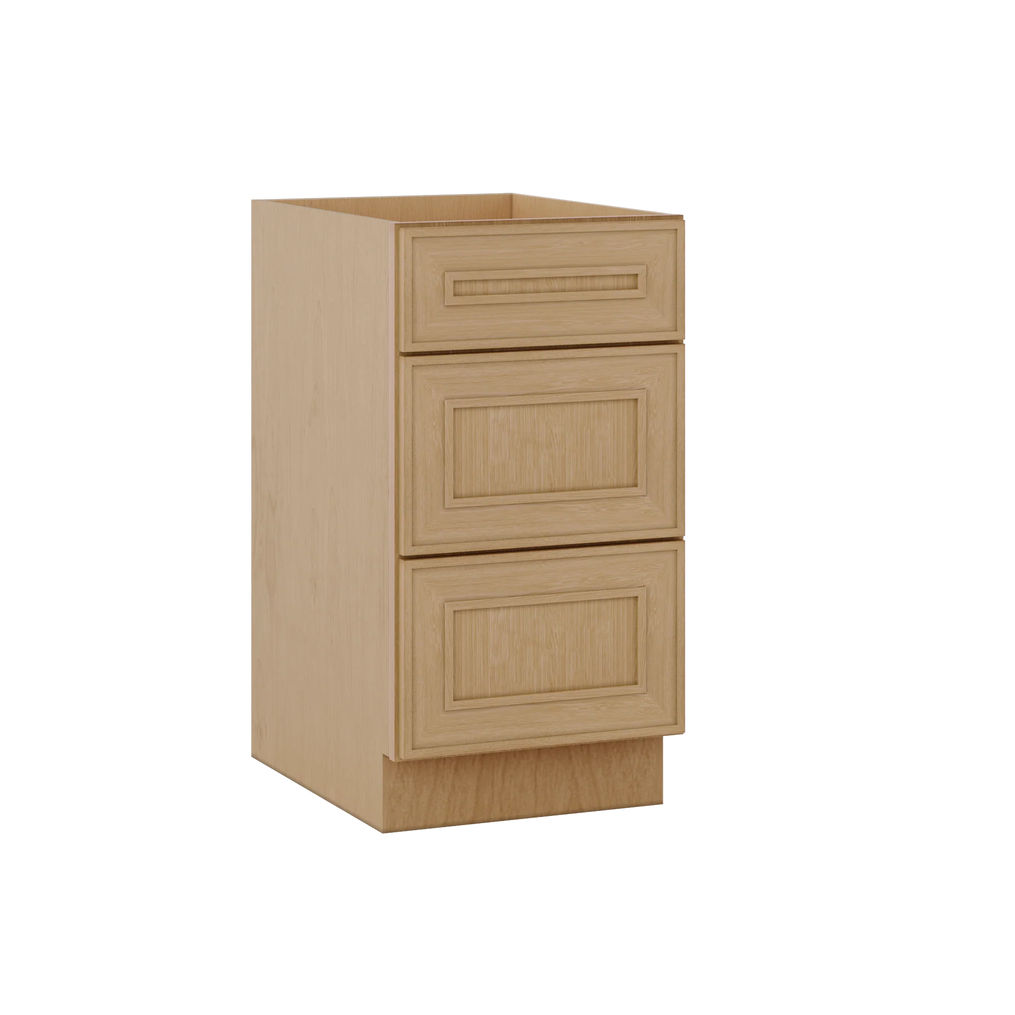 3 Drawer Base 12", 15", 18", 21", 24" & 30" Wide Elegant Oak Craftsman Shaker 1-1/4" Overlay Base Cabinet - Image 4