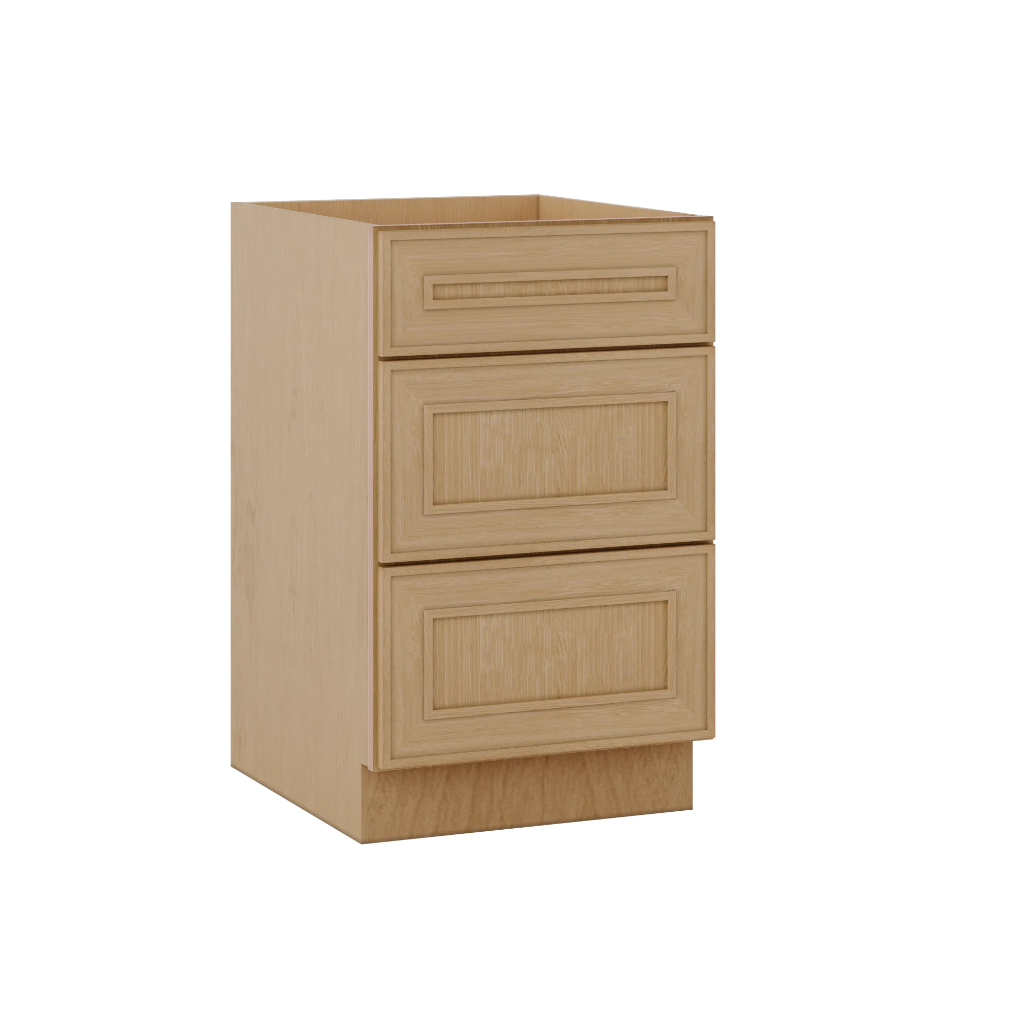 3 Drawer Base 12", 15", 18", 21", 24" & 30" Wide Elegant Oak Craftsman Shaker 1-1/4" Overlay Base Cabinet - Image 5