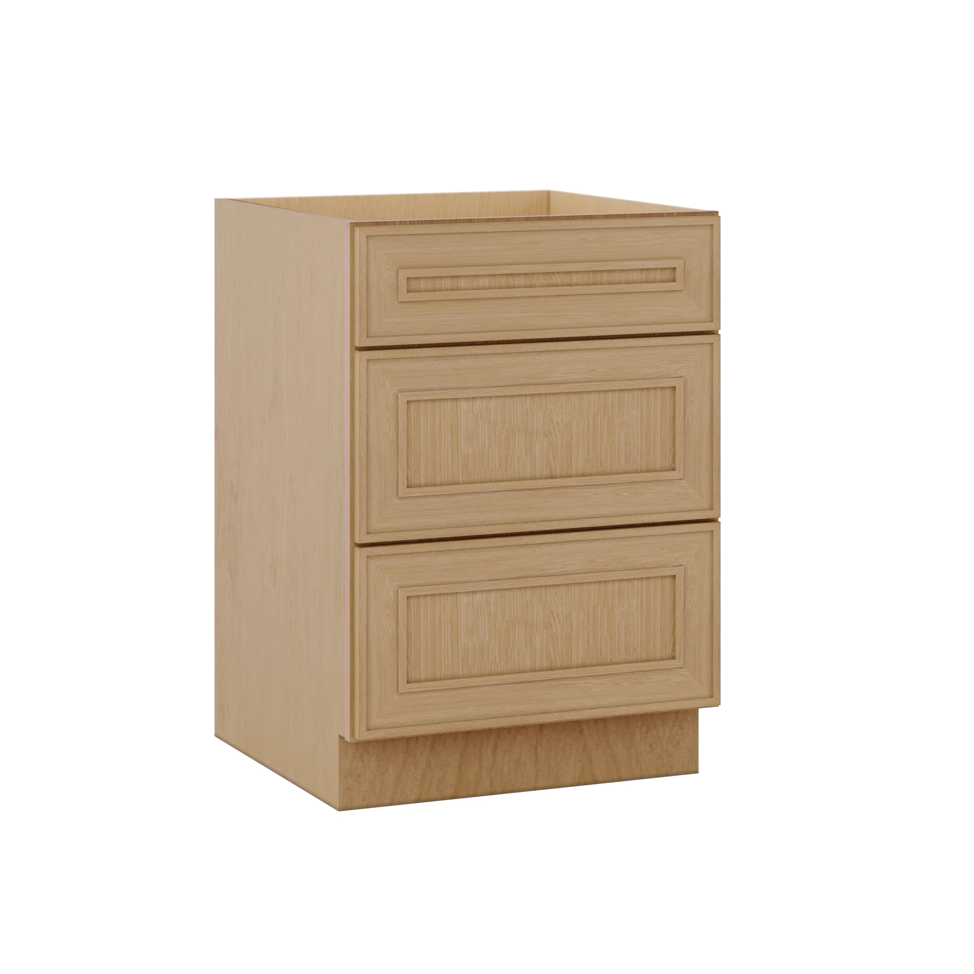 3 Drawer Base 12", 15", 18", 21", 24" & 30" Wide Elegant Oak Craftsman Shaker 1-1/4" Overlay Base Cabinet - Image 6