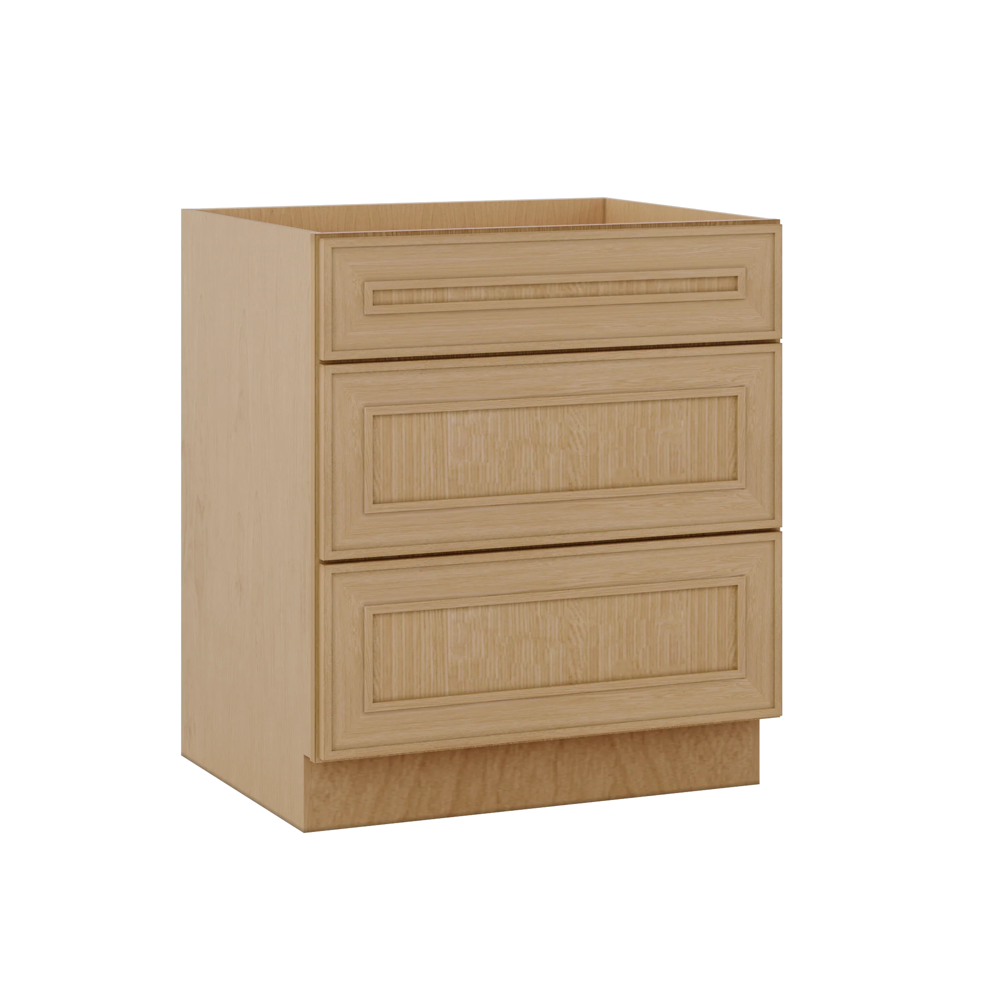 3 Drawer Base 12", 15", 18", 21", 24" & 30" Wide Elegant Oak Craftsman Shaker 1-1/4" Overlay Base Cabinet - Image 7