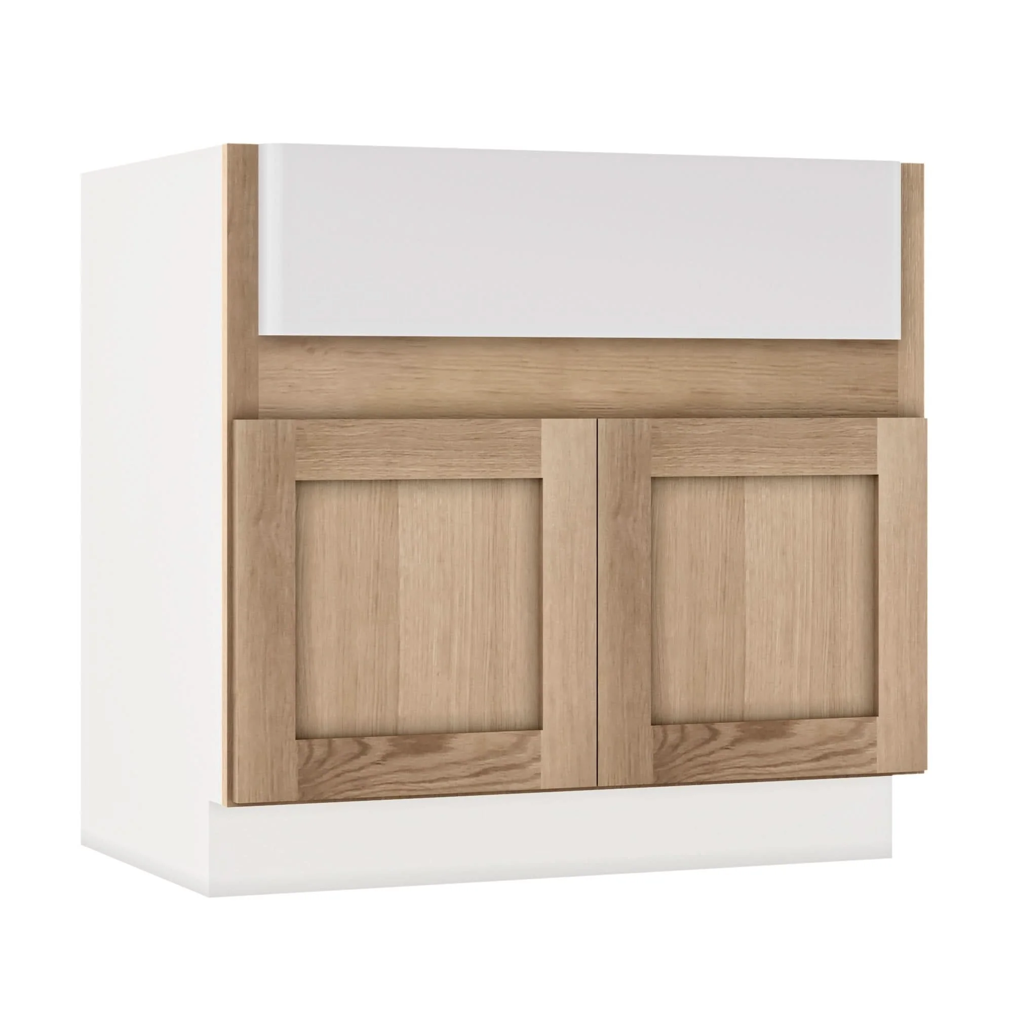 Farm Sink Base 36" Natural Color 17ROS - Redondo White Oak Shaker 1-1/4" Overlay