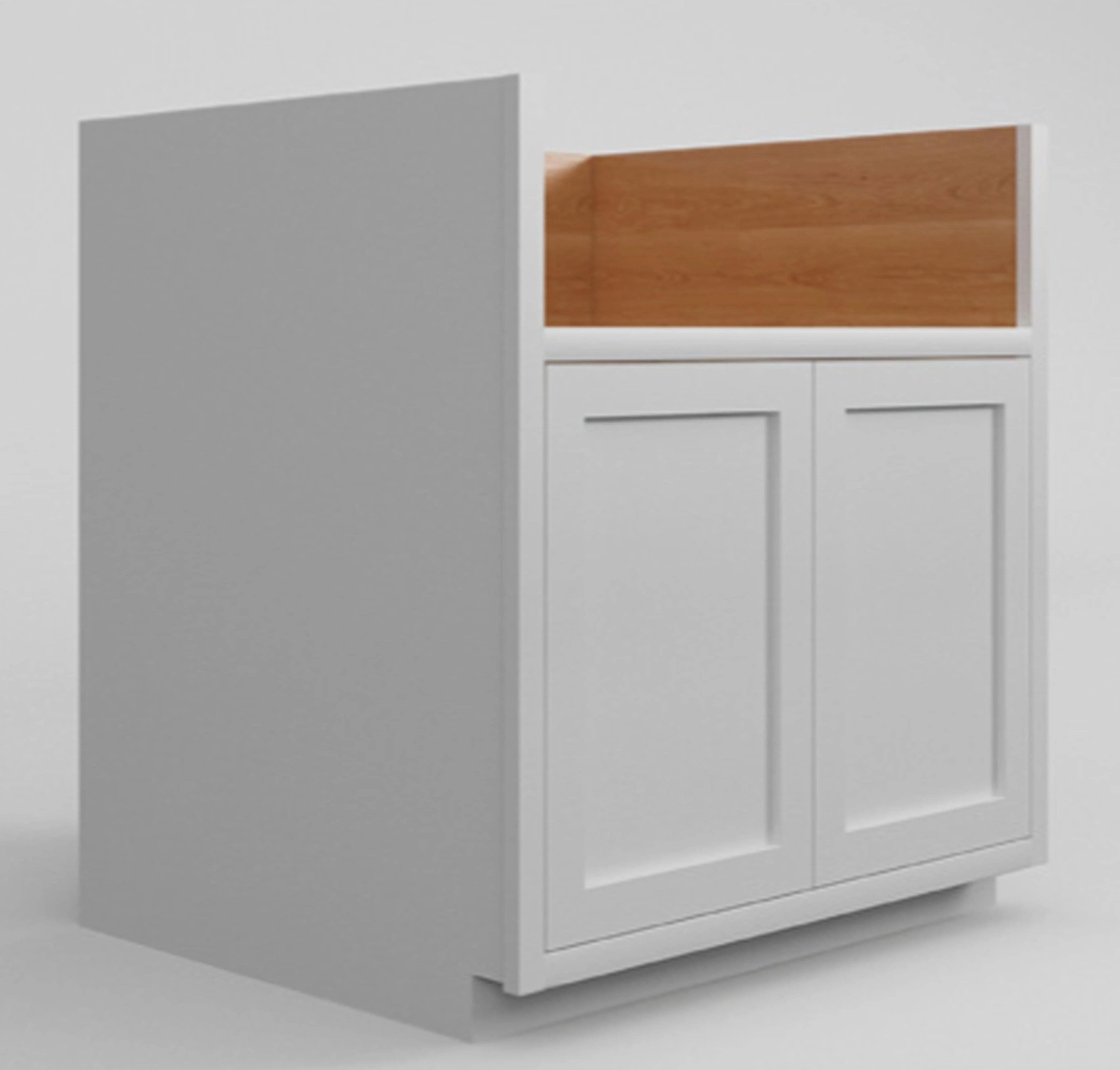 Farm Sink Base 33" or 36" Snow White Inset Shaker Cabinets - Two Doors - Image 3