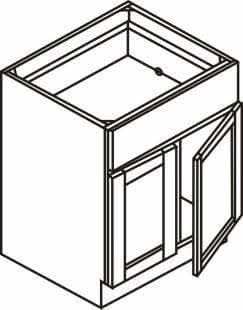 Gray Shaker 1-1/4" Overlay Base Cabinet - Two Doors 24", 27", 30", 33 & 36" Wide