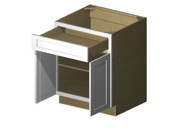 Gray Shaker 1-1/4" Overlay Base Cabinet - Two Doors 24", 27", 30", 33 & 36" Wide - Image 6