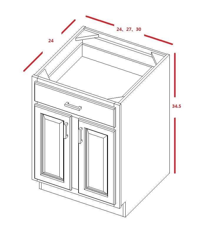 Gray Shaker 1-1/4" Overlay Base Cabinet - Two Doors 24", 27", 30", 33 & 36" Wide - Image 7