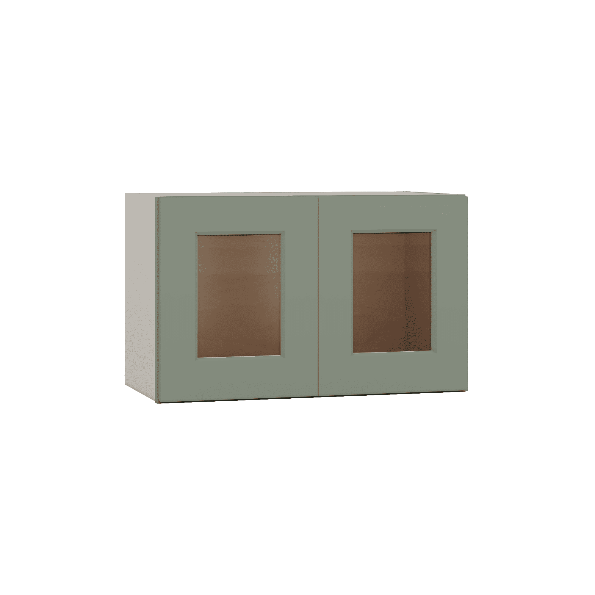 15" Tall Green Shaker Stackable Glass Ready Wall Cabinet - Double Door 24", 27", 30", 33" & 36" Wide