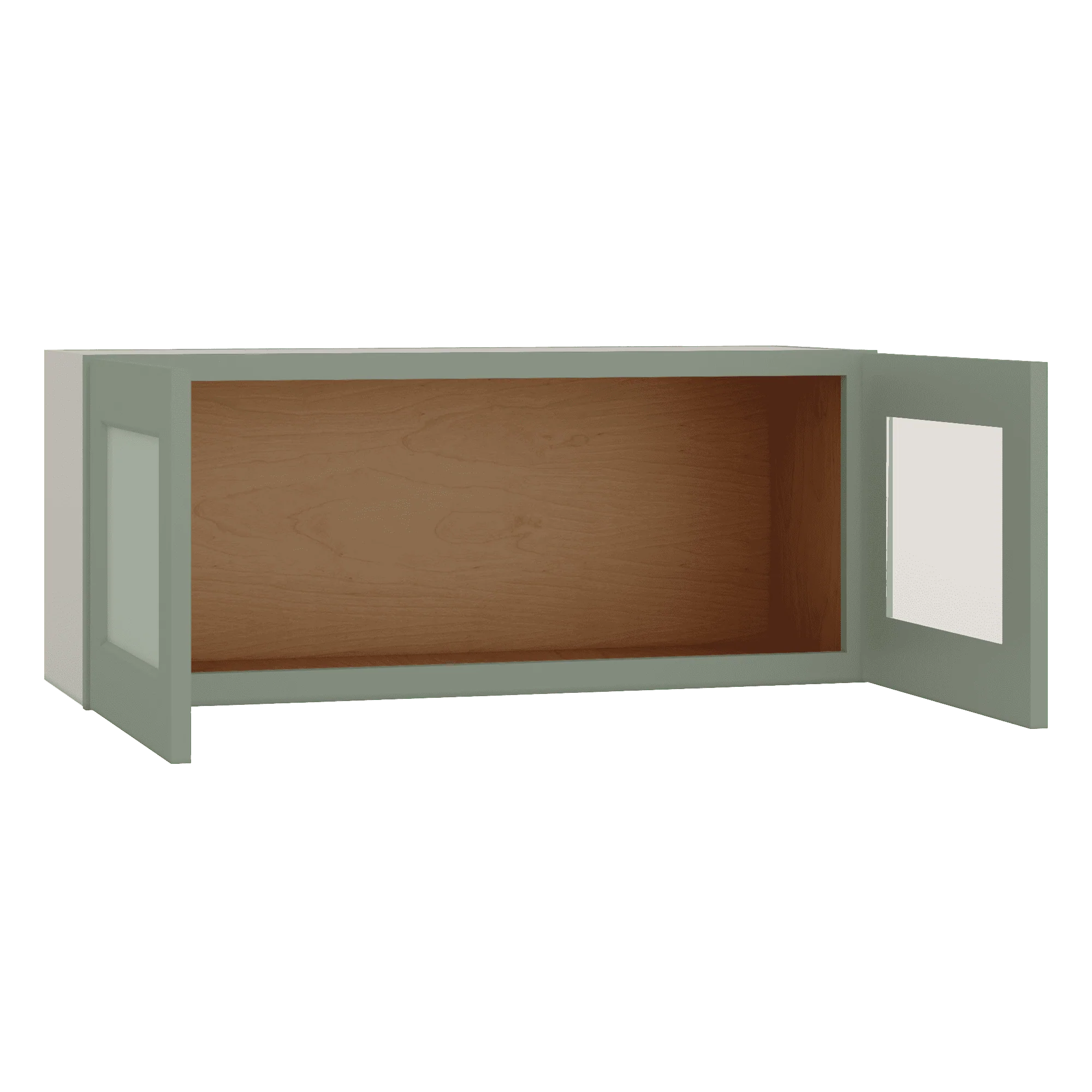 15" Tall Green Shaker Stackable Glass Ready Wall Cabinet - Double Door 24", 27", 30", 33" & 36" Wide - Image 10