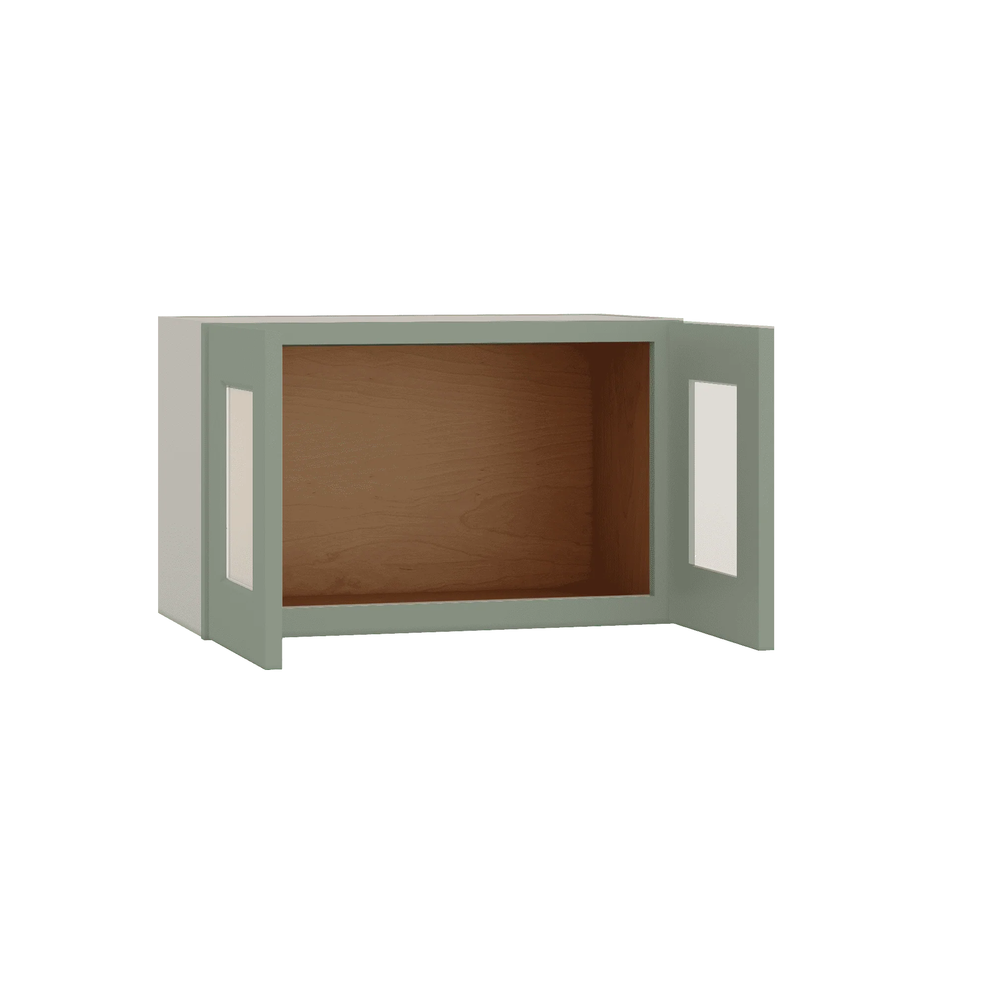 15" Tall Green Shaker Stackable Glass Ready Wall Cabinet - Double Door 24", 27", 30", 33" & 36" Wide - Image 2