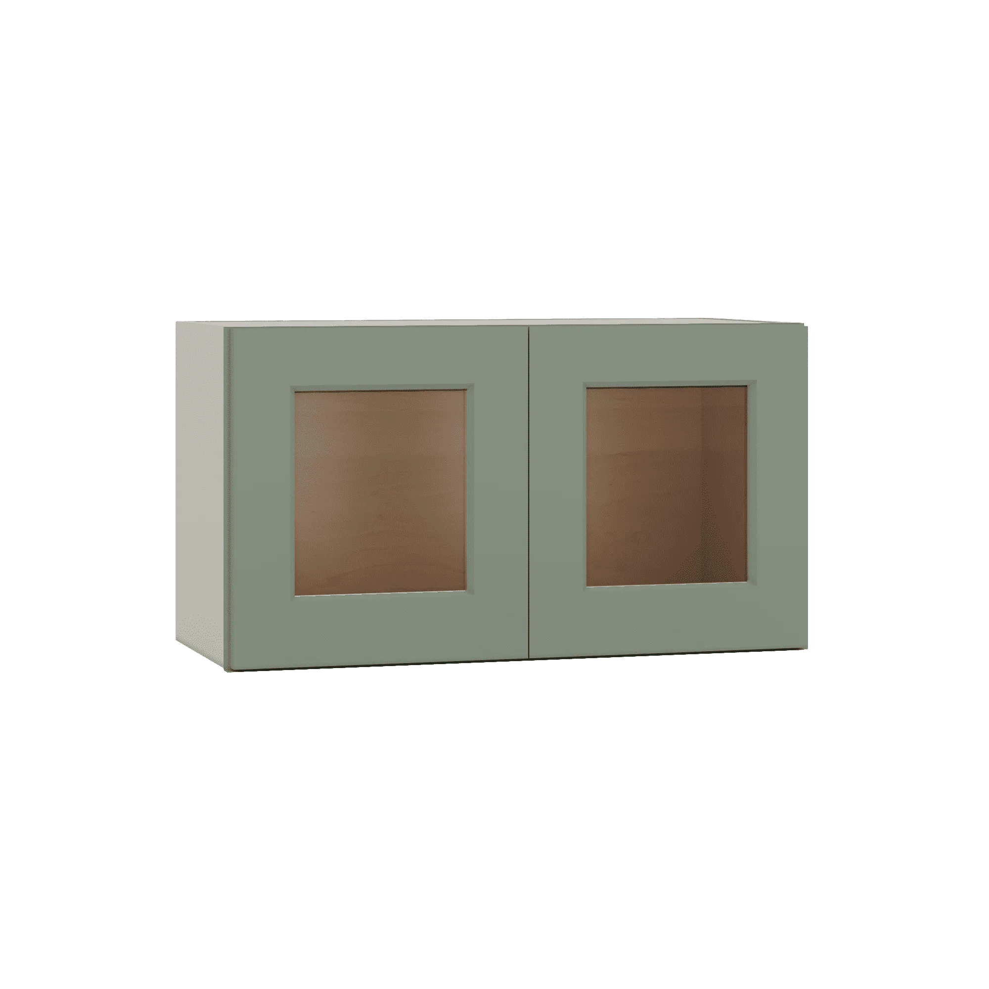 15" Tall Green Shaker Stackable Glass Ready Wall Cabinet - Double Door 24", 27", 30", 33" & 36" Wide - Image 3