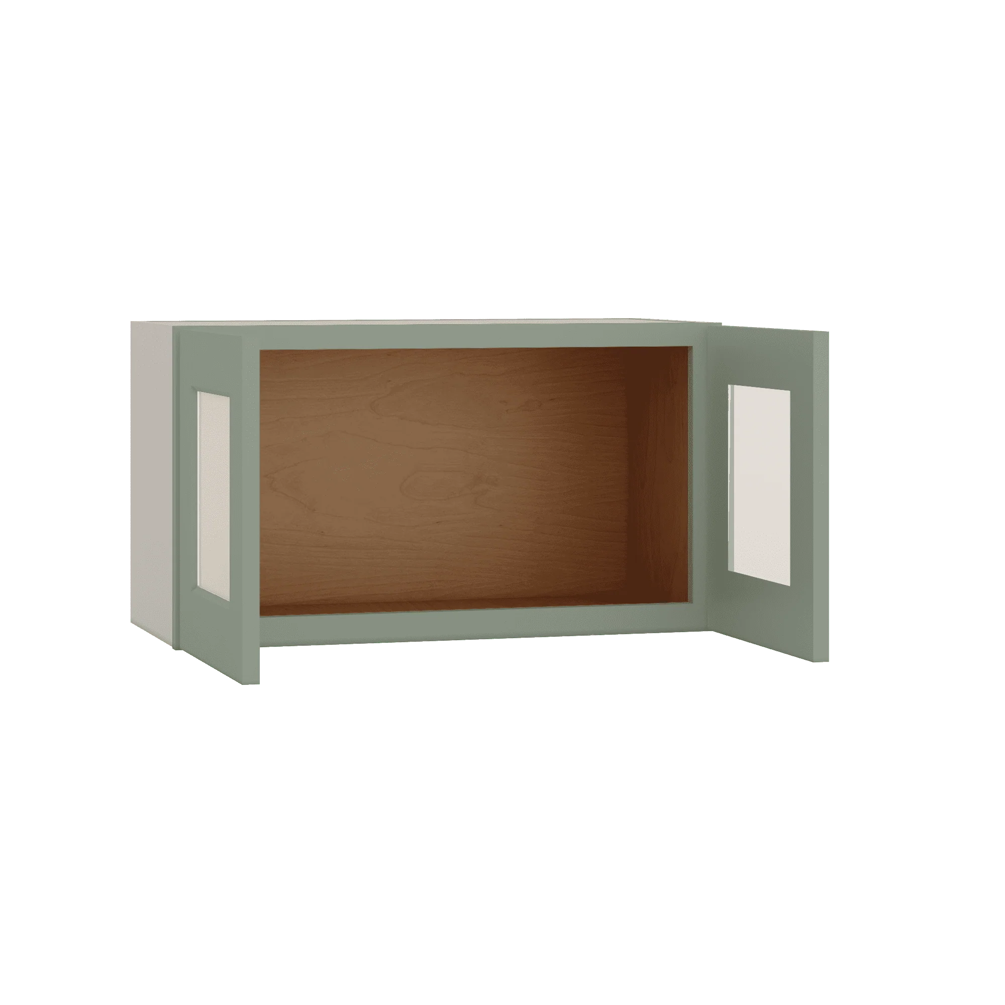 15" Tall Green Shaker Stackable Glass Ready Wall Cabinet - Double Door 24", 27", 30", 33" & 36" Wide - Image 4