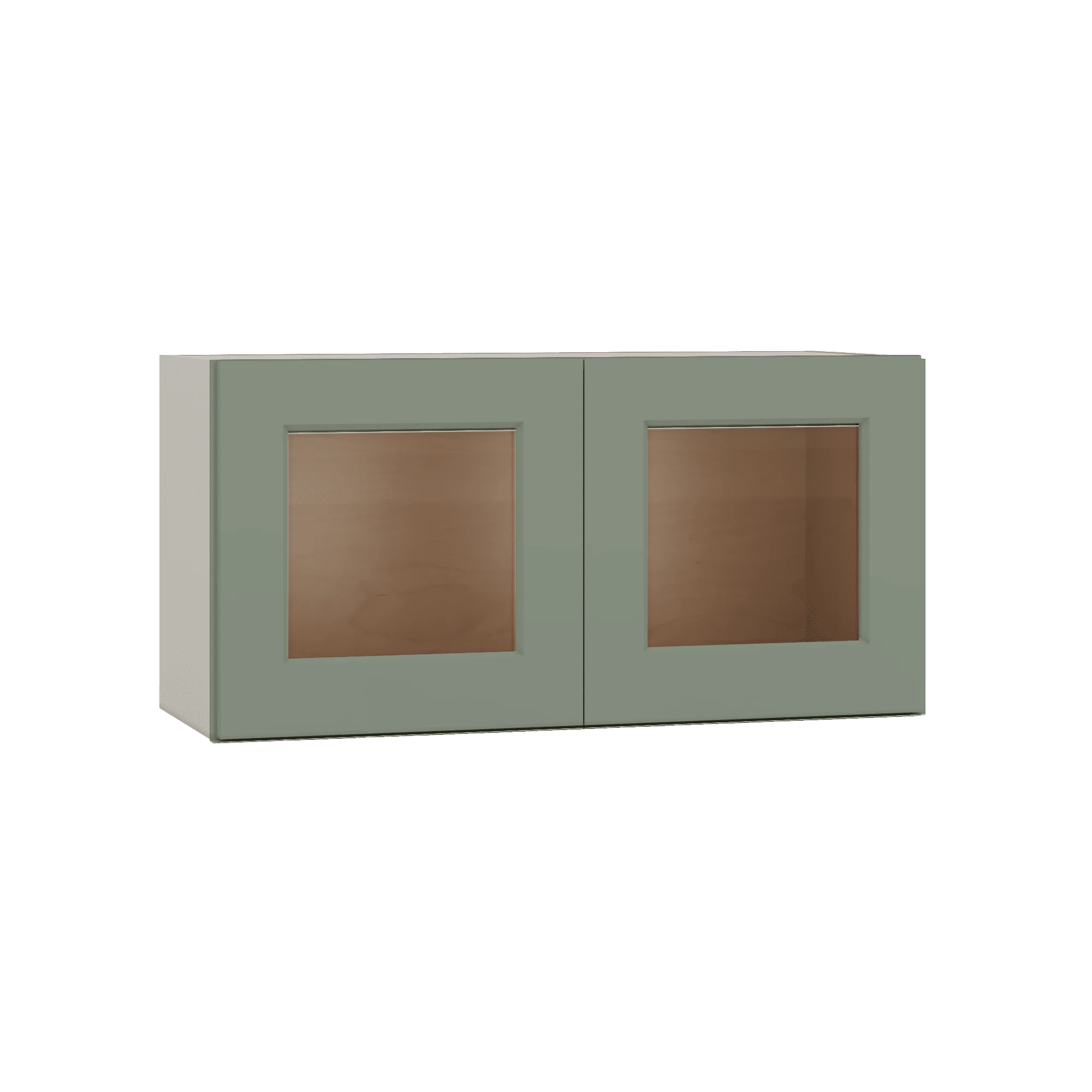 15" Tall Green Shaker Stackable Glass Ready Wall Cabinet - Double Door 24", 27", 30", 33" & 36" Wide - Image 5