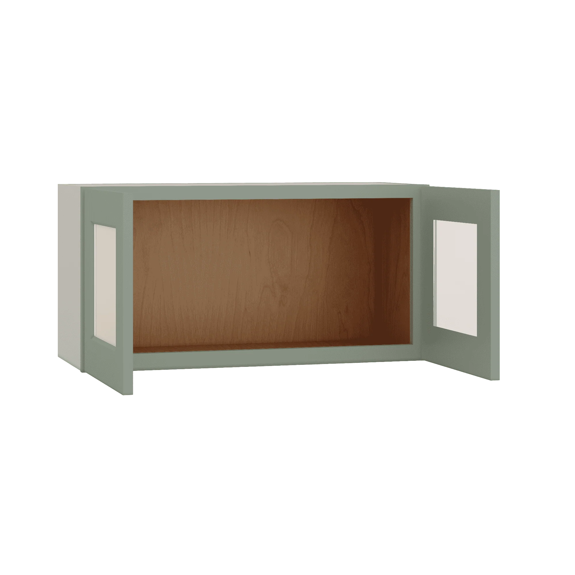 15" Tall Green Shaker Stackable Glass Ready Wall Cabinet - Double Door 24", 27", 30", 33" & 36" Wide - Image 6