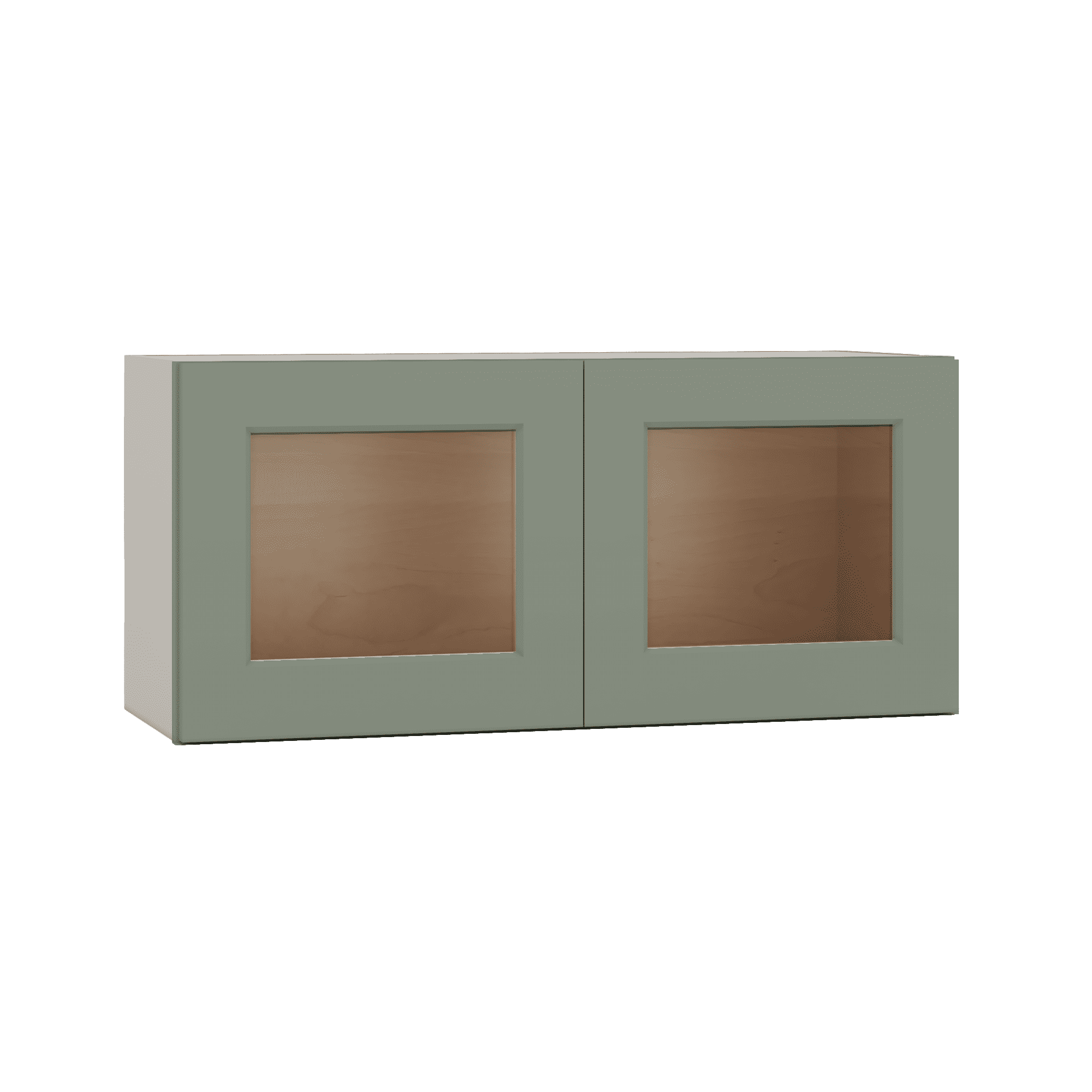 15" Tall Green Shaker Stackable Glass Ready Wall Cabinet - Double Door 24", 27", 30", 33" & 36" Wide - Image 7