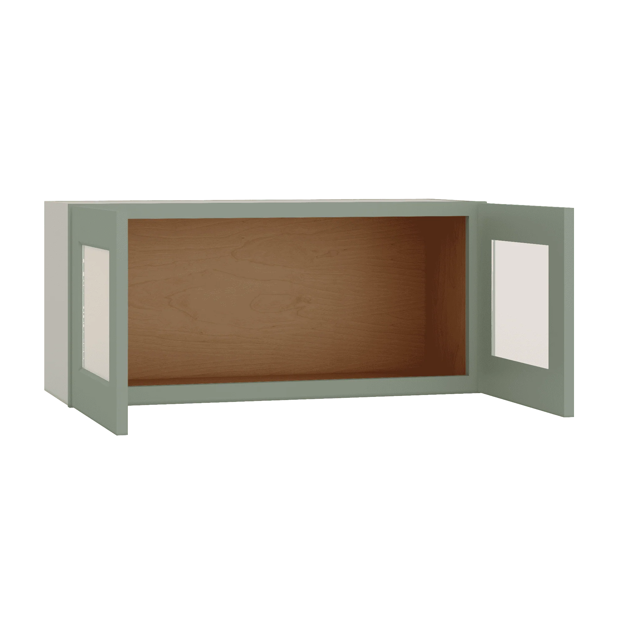 15" Tall Green Shaker Stackable Glass Ready Wall Cabinet - Double Door 24", 27", 30", 33" & 36" Wide - Image 8