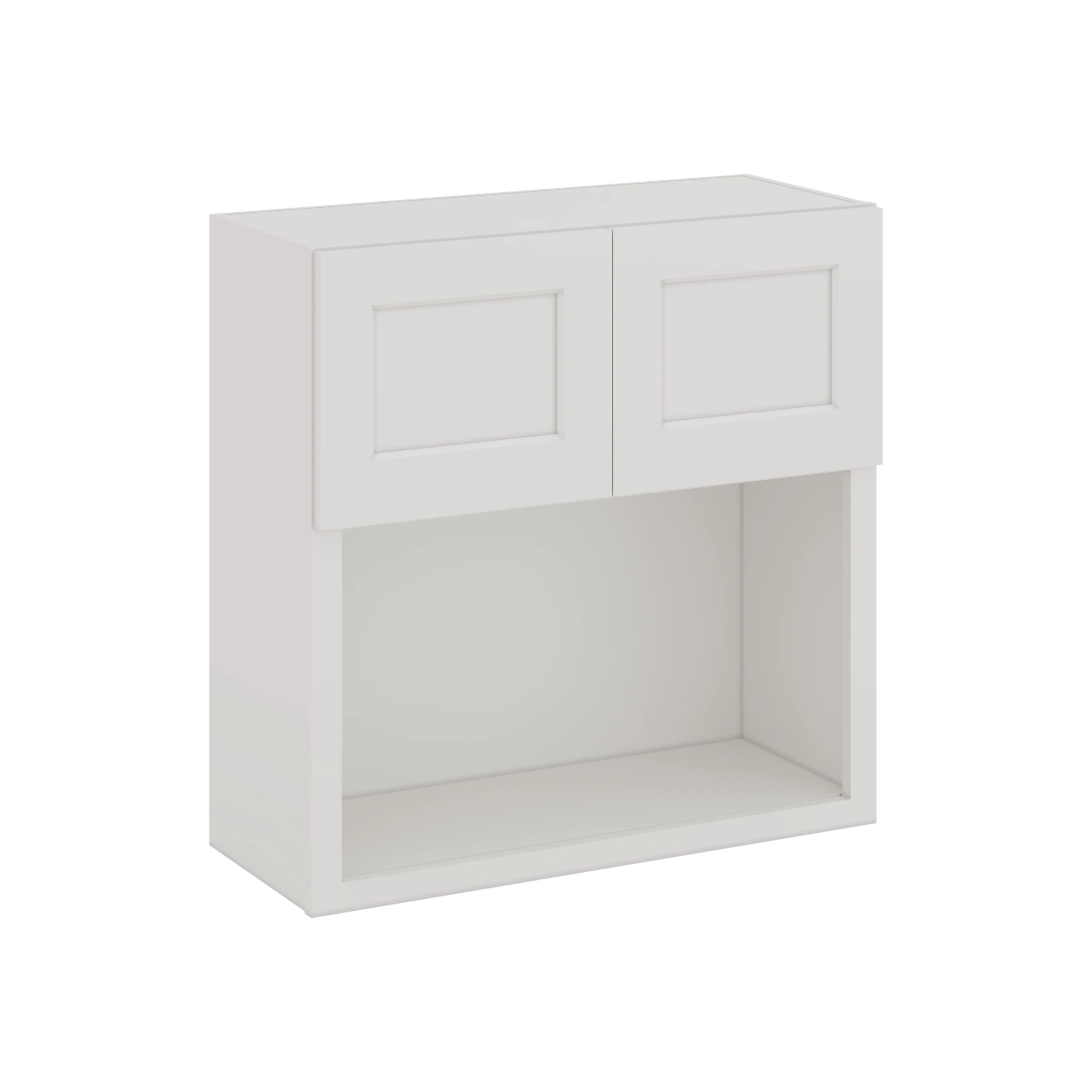 Microwave Shelf Cabinet ICE White Shaker 1-1/4" Overlay Cabinet 27" & 30" Wide by 30", 36" & 42" Tall CWS/CWB