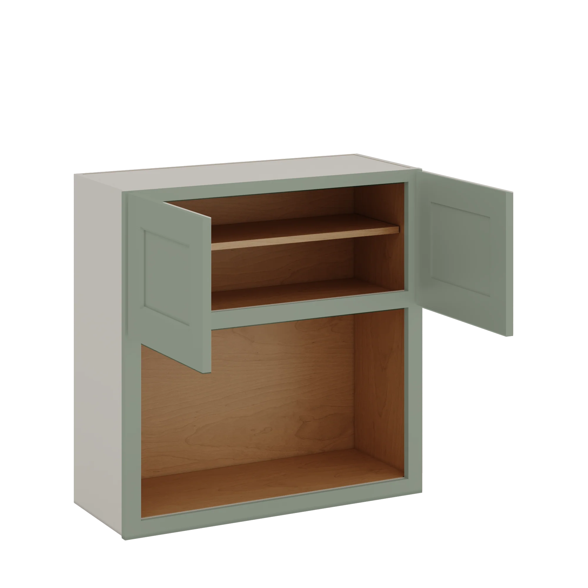 Microwave Shelf Cabinet Green Shaker 1-1/4" Overlay Cabinet 27" Wide by 30", 36" & 42" Tall - Image 2
