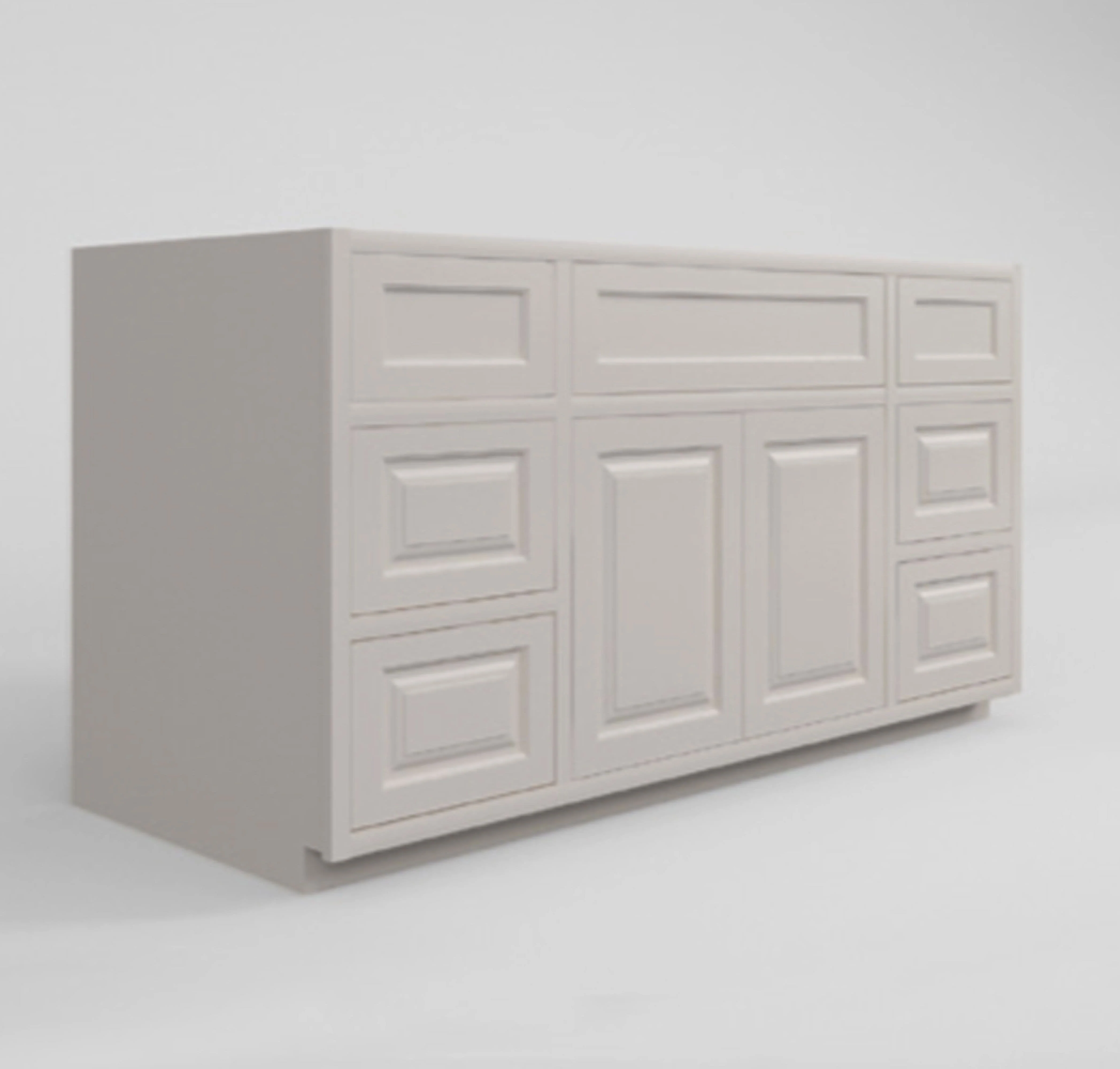 Bathroom Side Drawers Single Vanity Sink Base Vintage White Inset Raised Panel Cabinets - 48"& 60" Wide 21" Deep