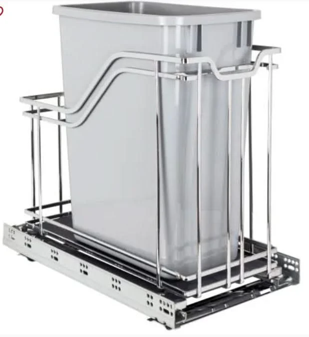 Single 35 Quart Polished Chrome STORAGE WITH STYLE® Metal Soft-close Trashcan Pullout
