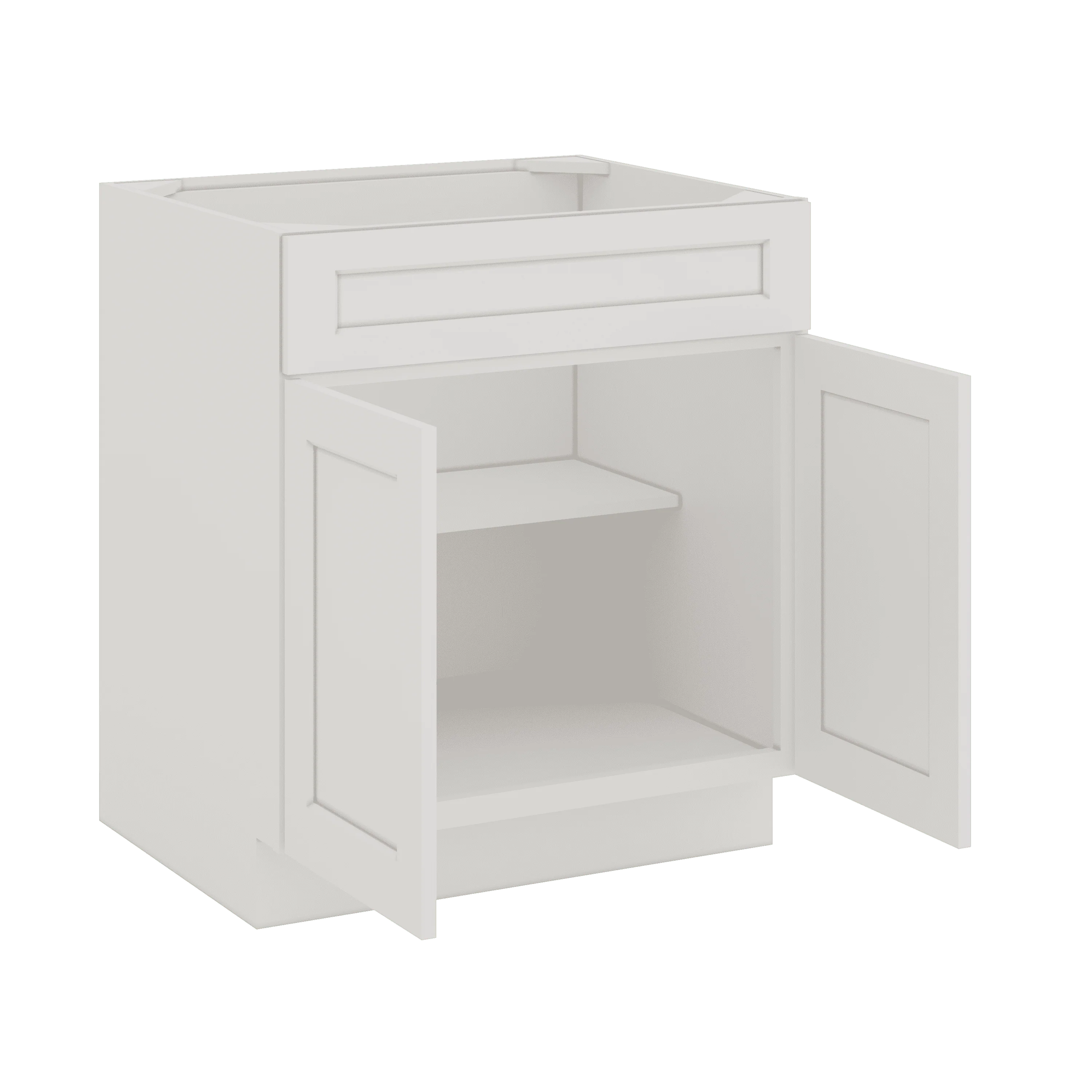 Sink Base 30", 33", 36" & 42" Honcraft White Shaker 1-1/4" Overlay - Image 2