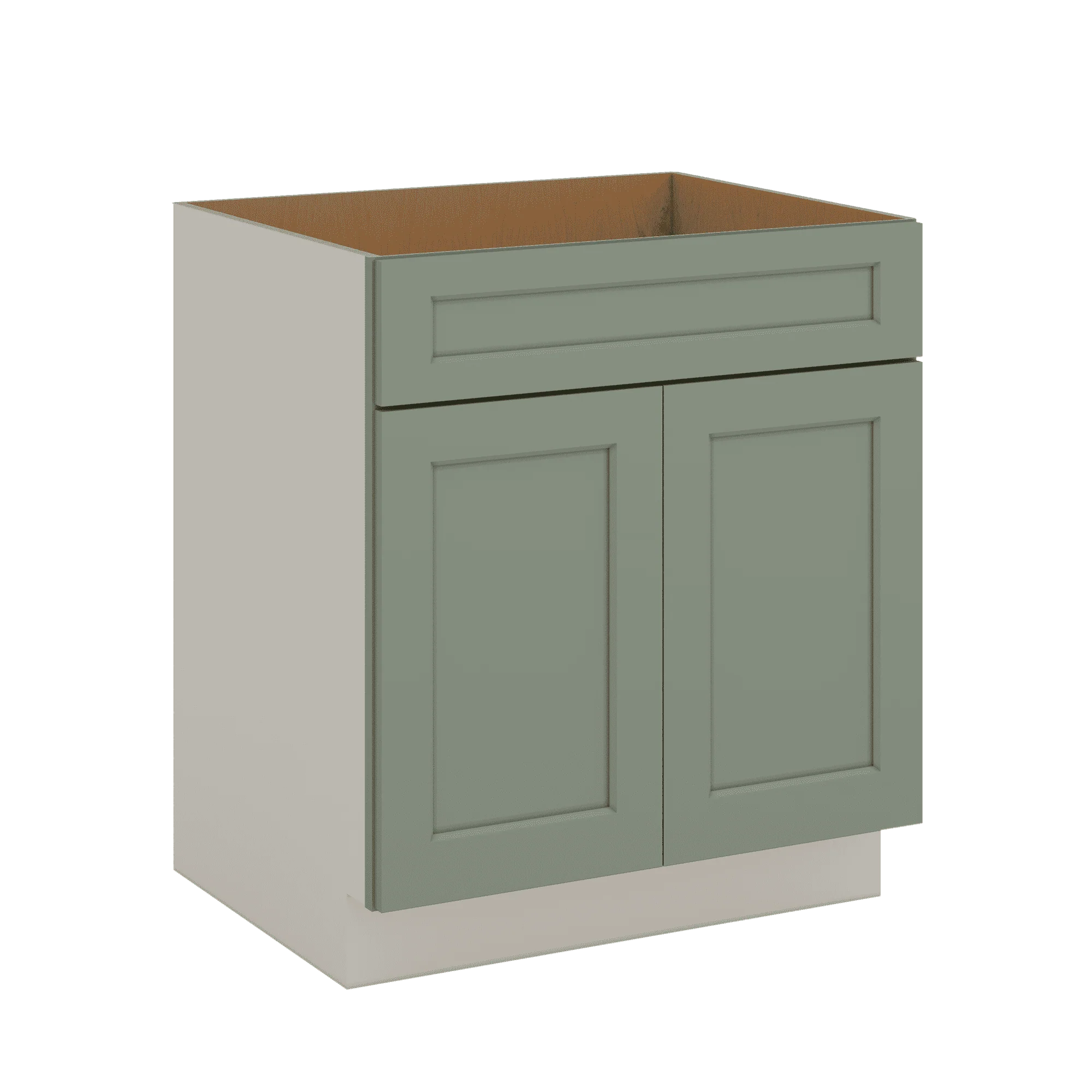 Sink Base 30", 33", 36" & 42" Green Shaker 1-1/4" Overlay