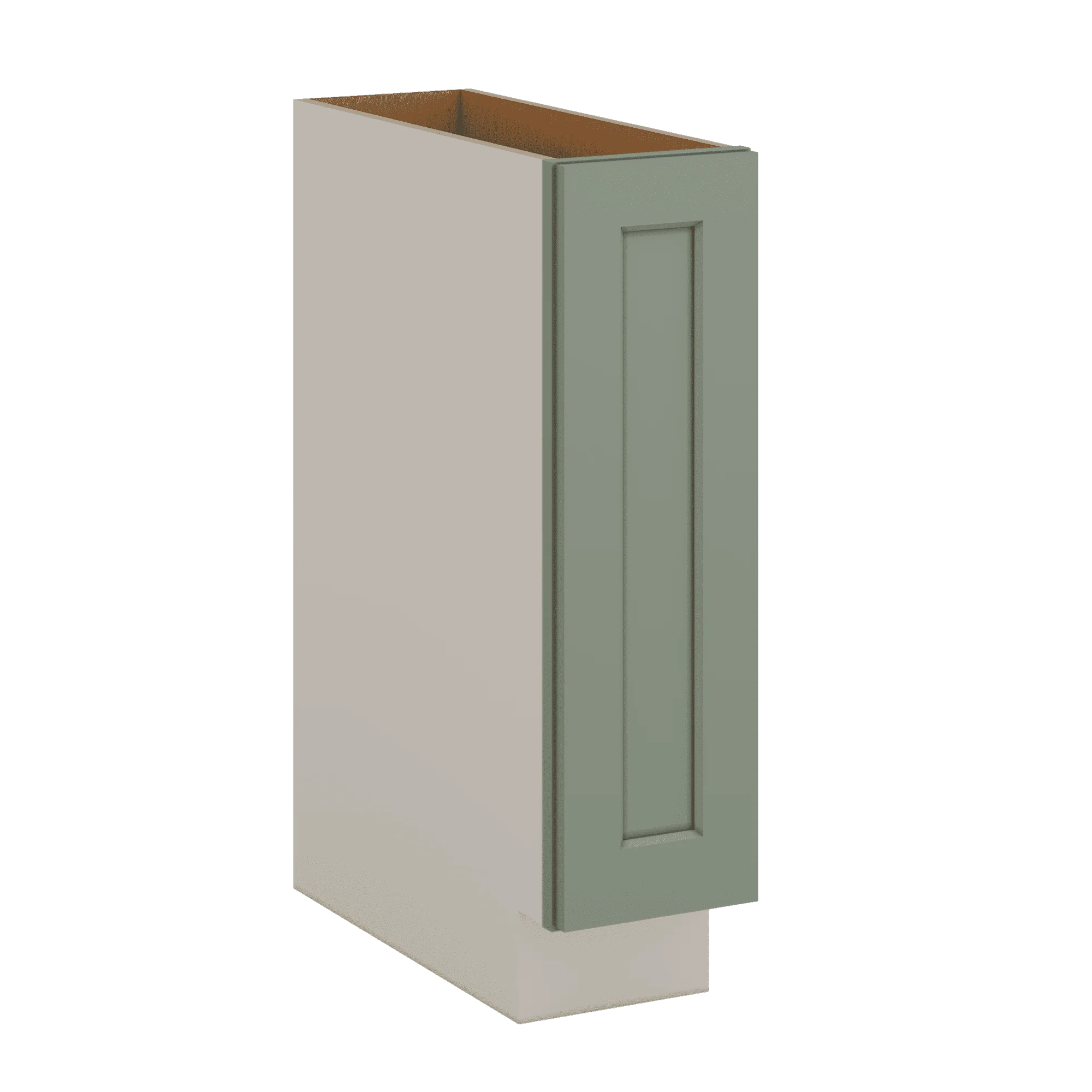 6", 9" & 12" Wide Spice Rack Pull Out Base Cabinet Sage Green Shaker 1-1/4" Overlay