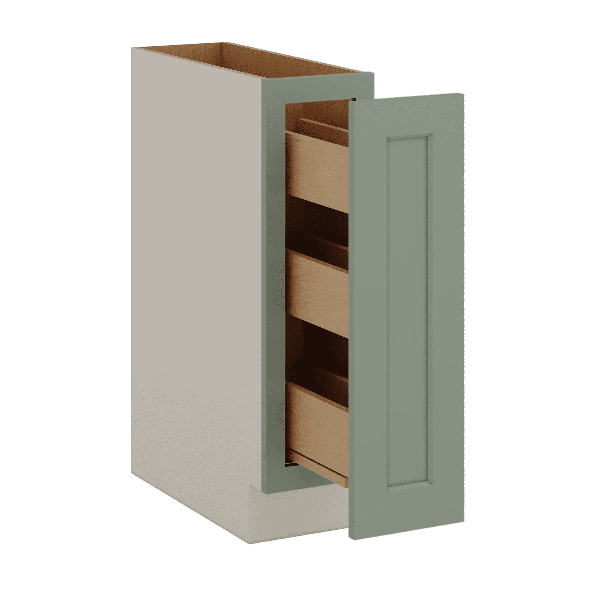 6", 9" & 12" Wide Spice Rack Pull Out Base Cabinet Sage Green Shaker 1-1/4" Overlay - Image 2
