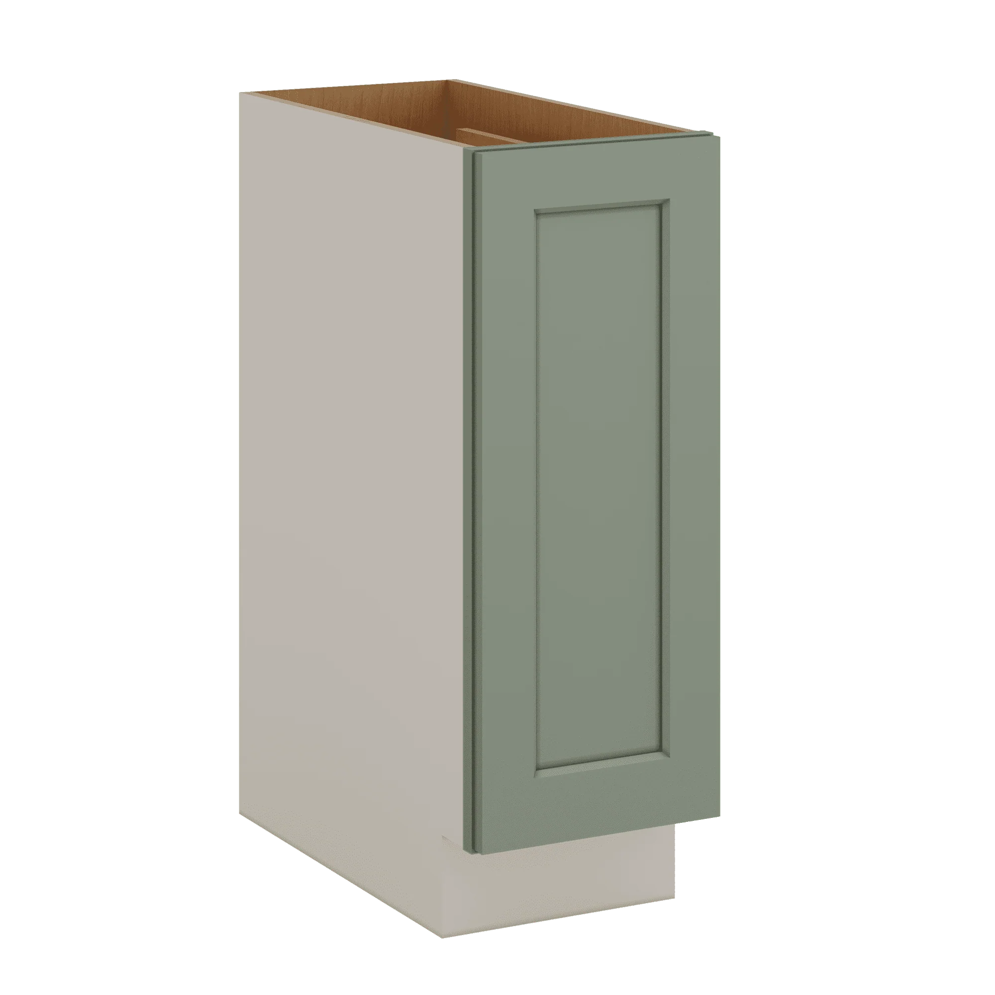 6", 9" & 12" Wide Spice Rack Pull Out Base Cabinet Sage Green Shaker 1-1/4" Overlay - Image 3