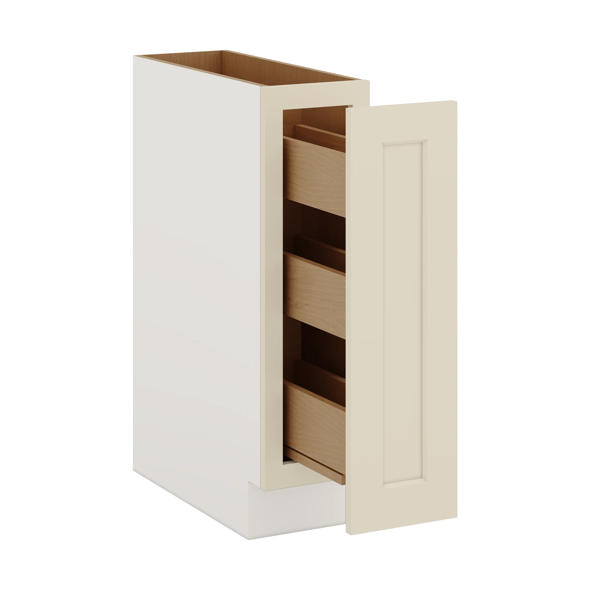 Spice Rack Pull Out Base Cabinet 6", 9" & 12" Wide Manhattan Cream Shaker 1-1/4" Overlay - Image 3