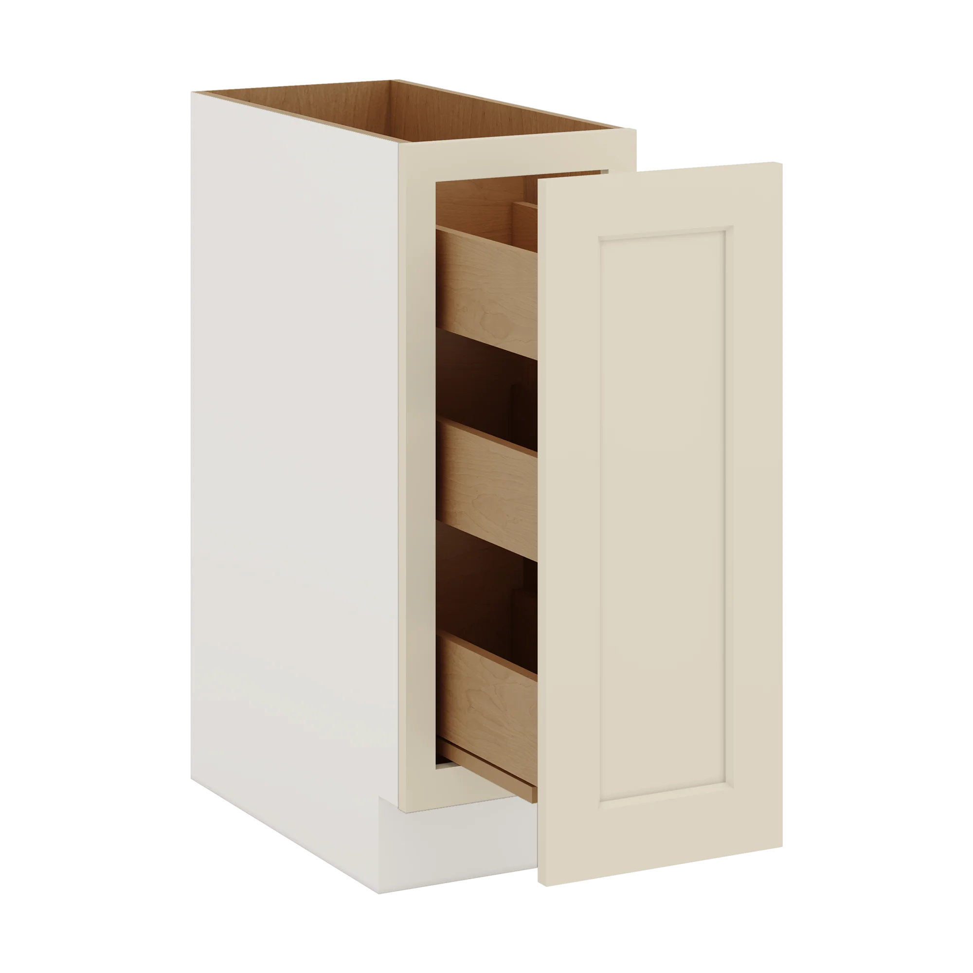 Spice Rack Pull Out Base Cabinet 6", 9" & 12" Wide Manhattan Cream Shaker 1-1/4" Overlay - Image 4