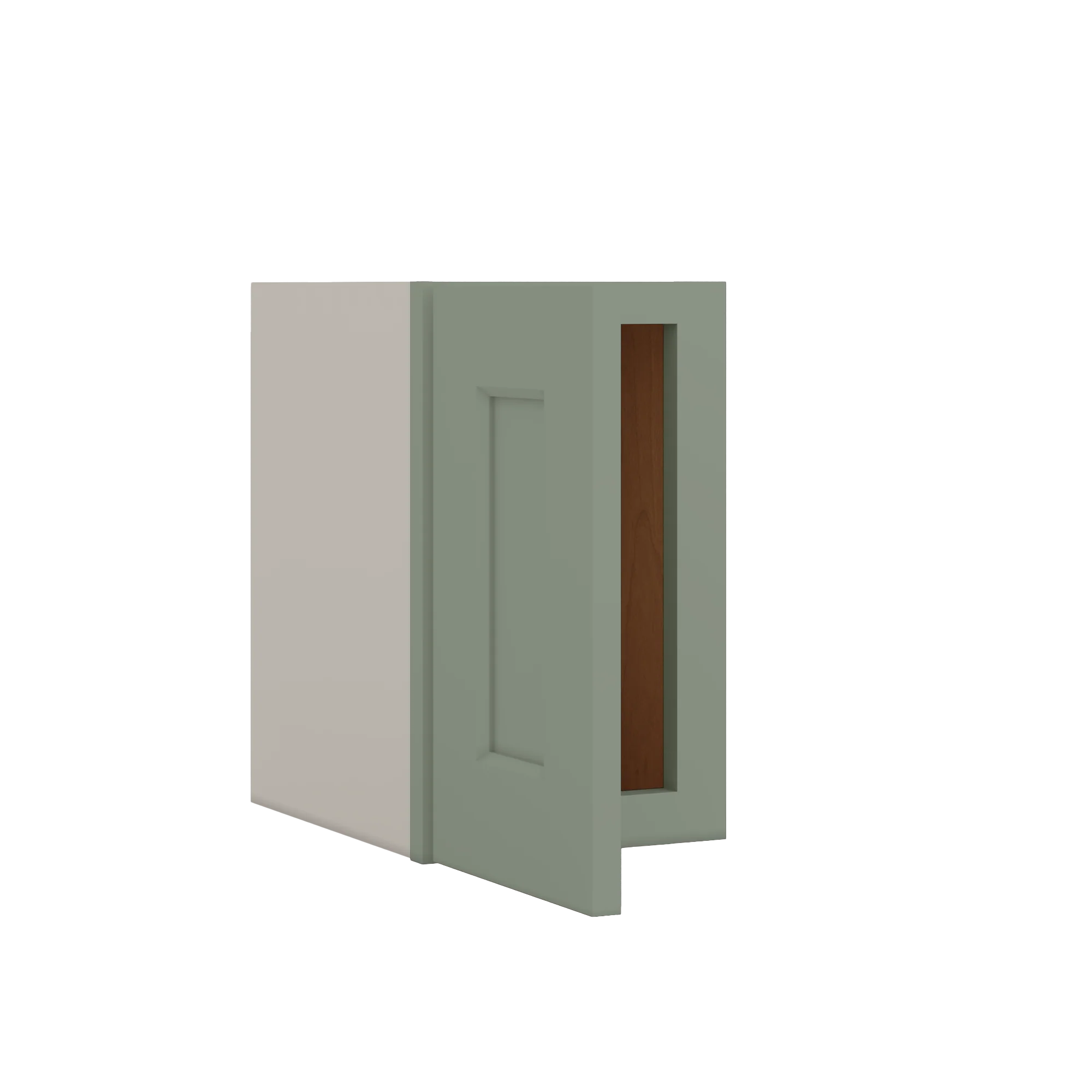 Stackable Wall Cabinet - Single Door 9", 12", 15", 18" & 21" Wide Green Shaker - Image 2