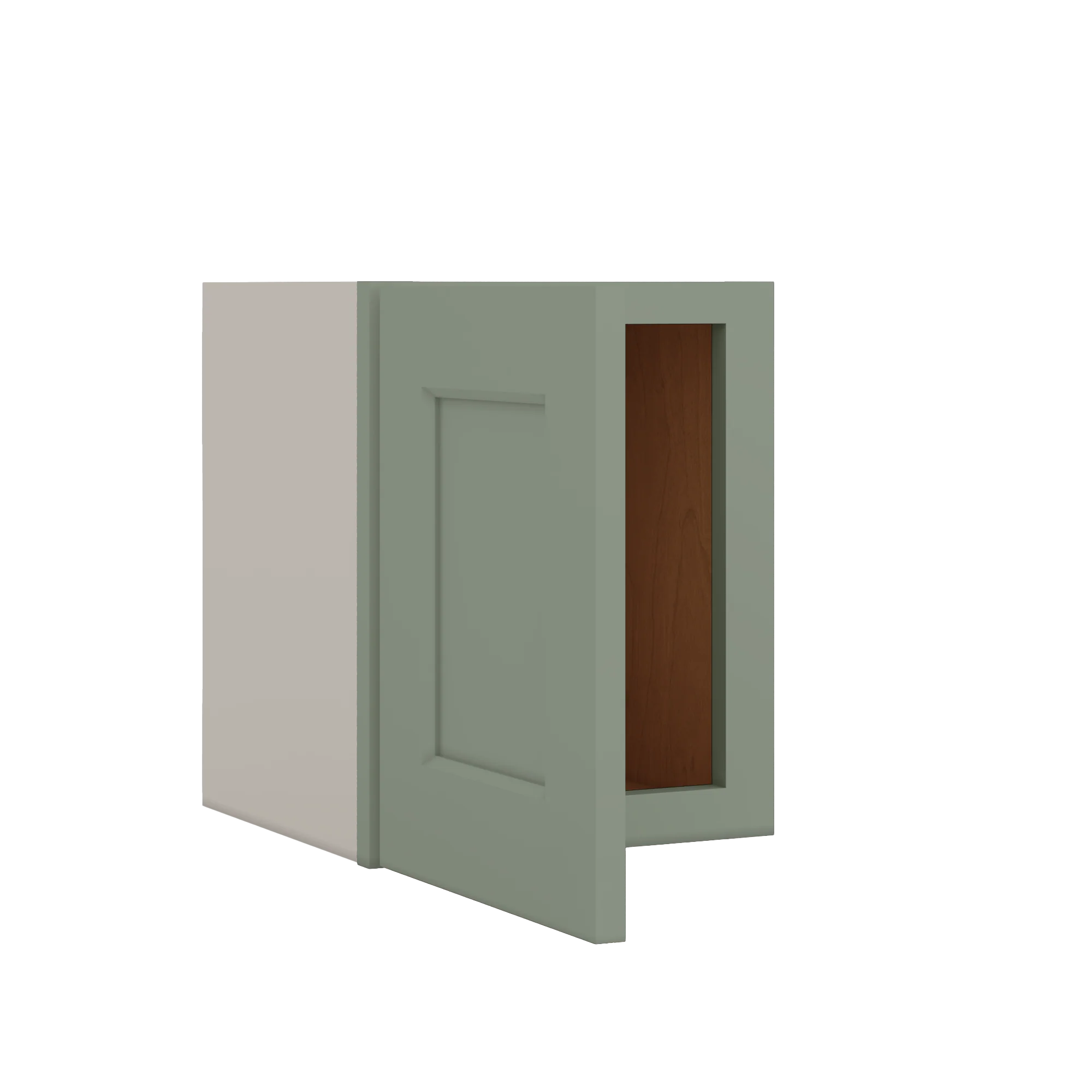 Stackable Wall Cabinet - Single Door 9", 12", 15", 18" & 21" Wide Green Shaker - Image 4