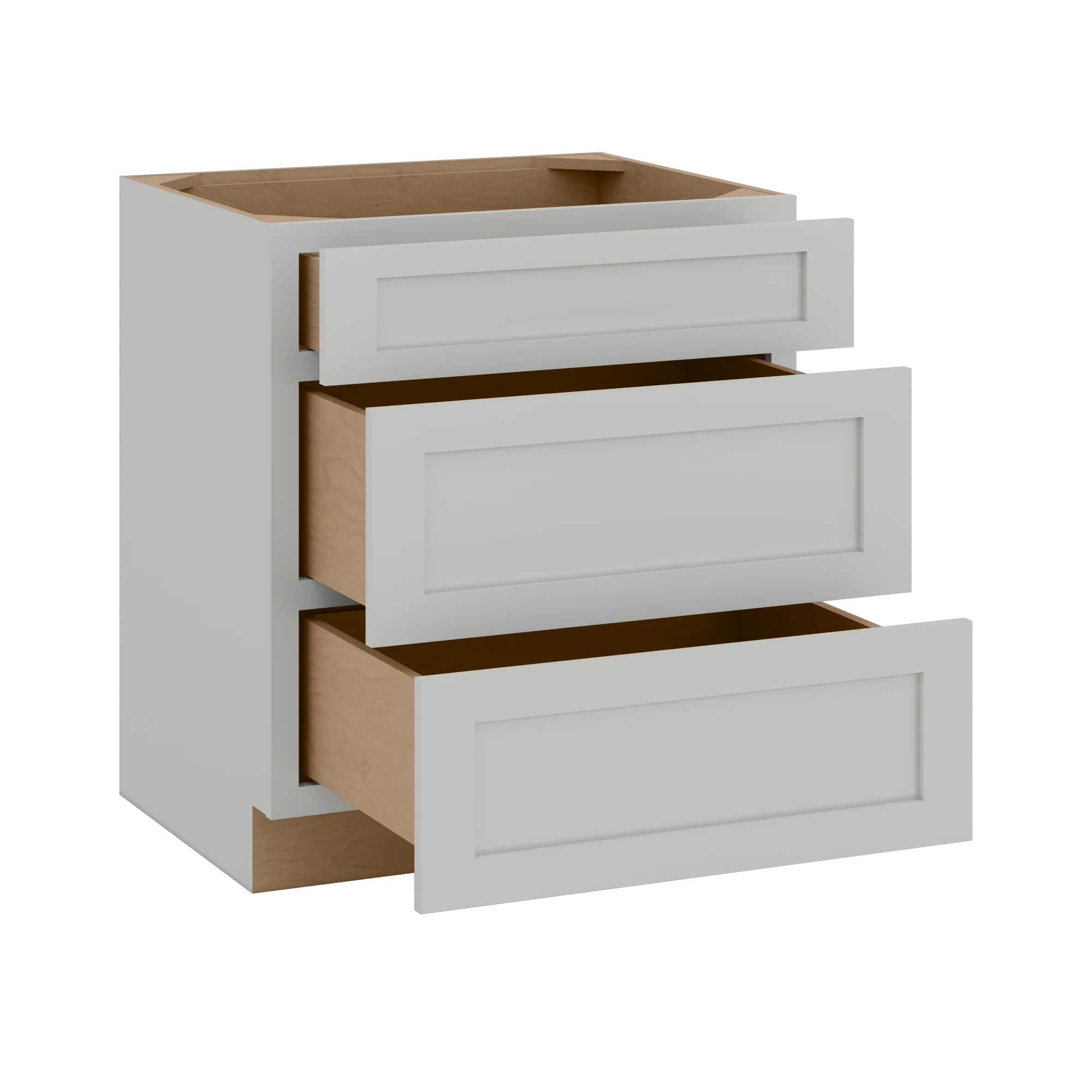 12", 15", 18", 21", 24", 30" & 36" Three Drawer Base Cabinet | RTA Unassembled | Northpoint Polar White Full Overlay - Image 12