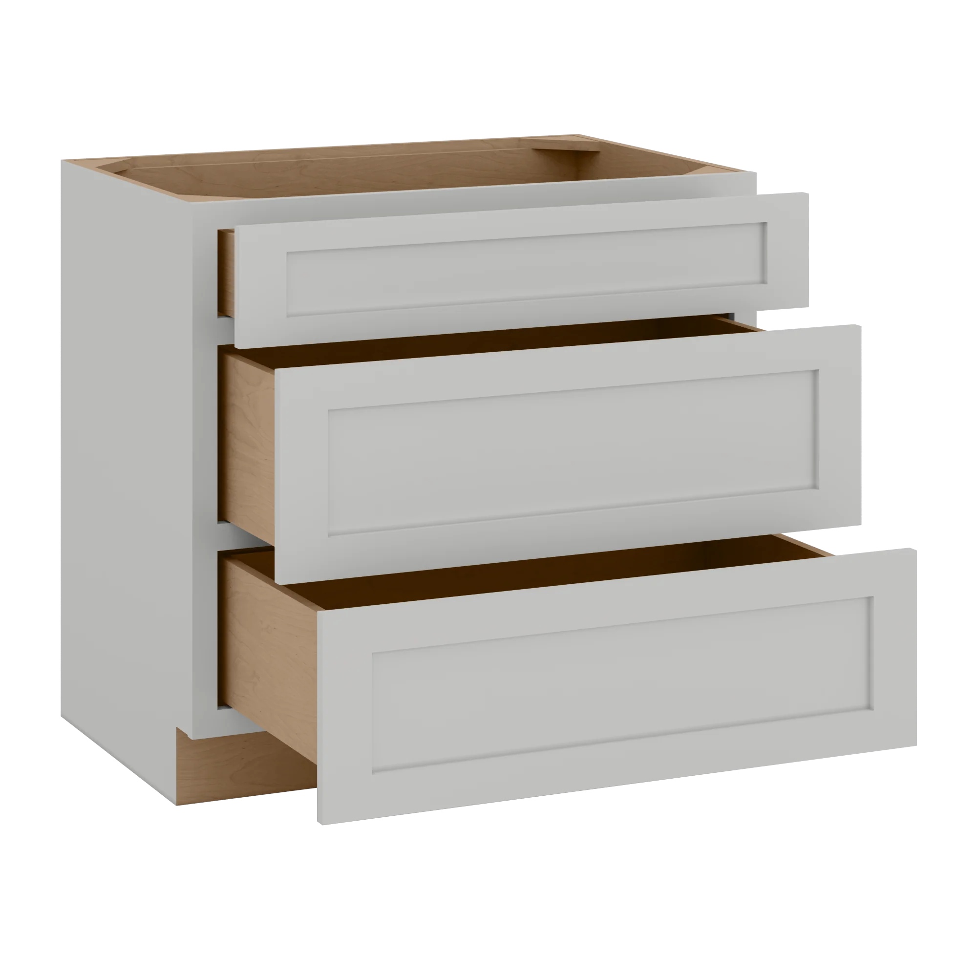 12", 15", 18", 21", 24", 30" & 36" Three Drawer Base Cabinet | RTA Unassembled | Northpoint Polar White Full Overlay - Image 14