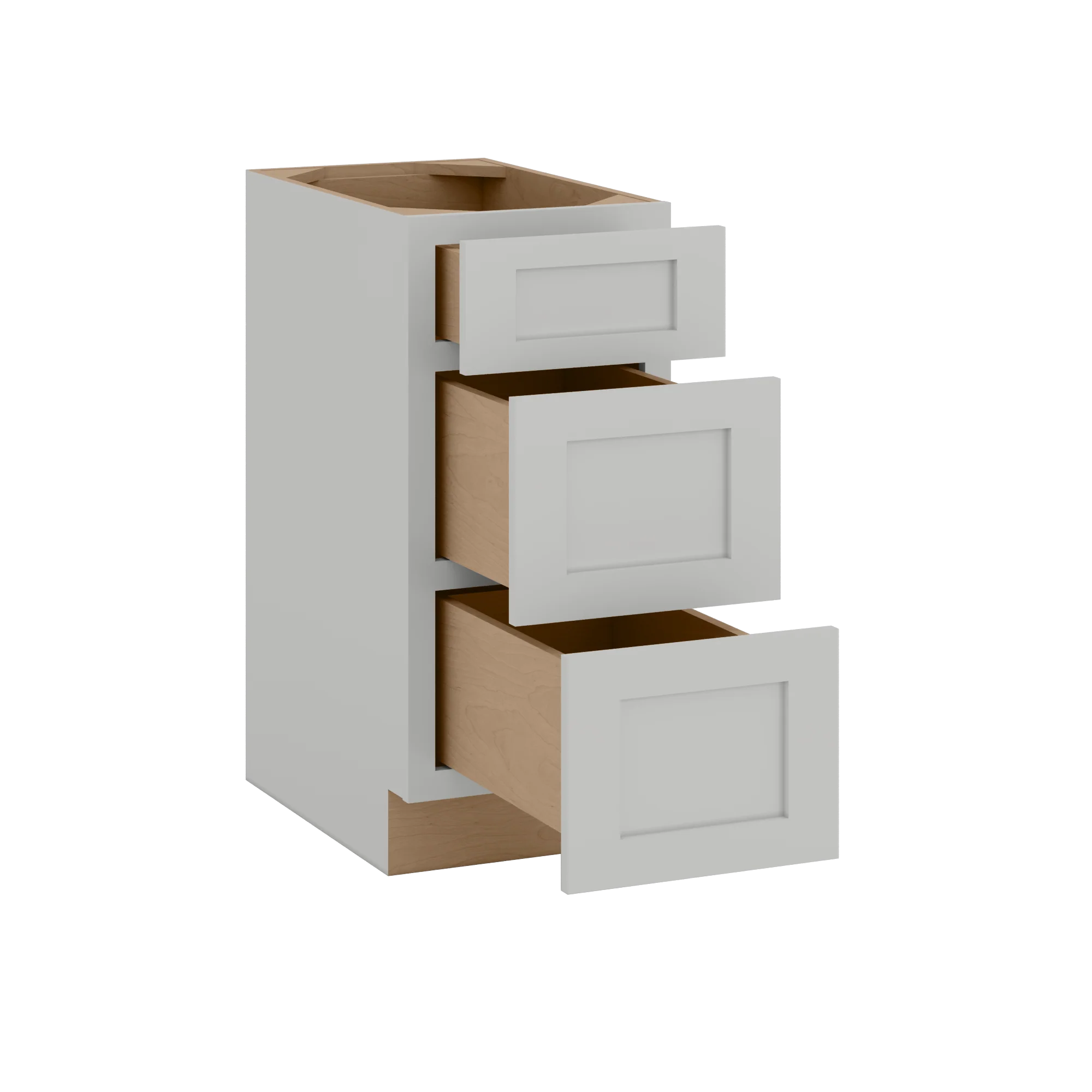 12", 15", 18", 21", 24", 30" & 36" Three Drawer Base Cabinet | RTA Unassembled | Northpoint Polar White Full Overlay - Image 4