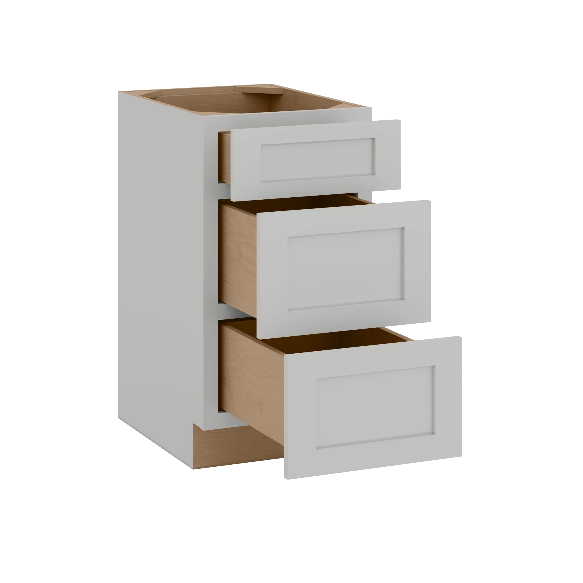 12", 15", 18", 21", 24", 30" & 36" Three Drawer Base Cabinet | RTA Unassembled | Northpoint Polar White Full Overlay - Image 6