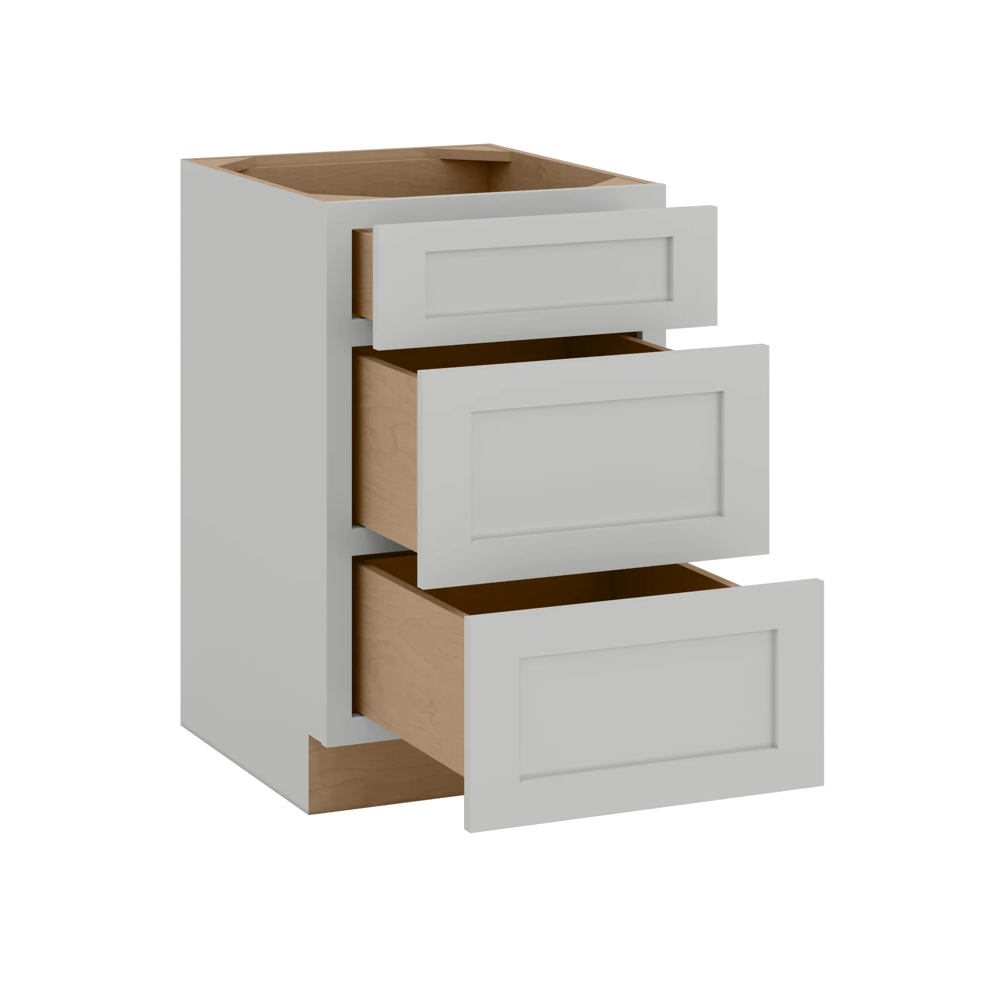 12", 15", 18", 21", 24", 30" & 36" Three Drawer Base Cabinet | RTA Unassembled | Northpoint Polar White Full Overlay - Image 8