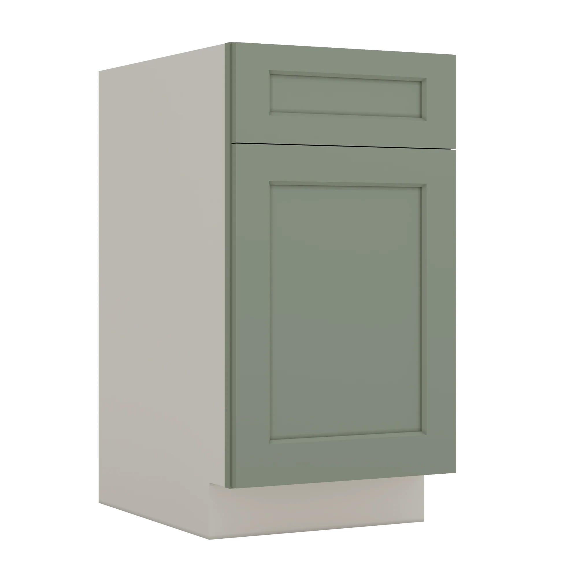 Trash Can Pull Out Base Cabinet 14SG Sage Green Shaker 1-1/4" Overlay 15" and 18" Wide - Image 3