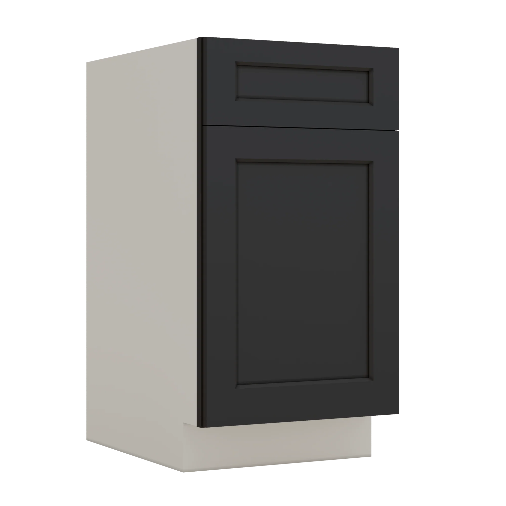 Trash Can Pull Out Base Cabinet 15HNS Hermosa Noir Black Shaker 1-1/4" Overlay 15" and 18" Wide - Image 3