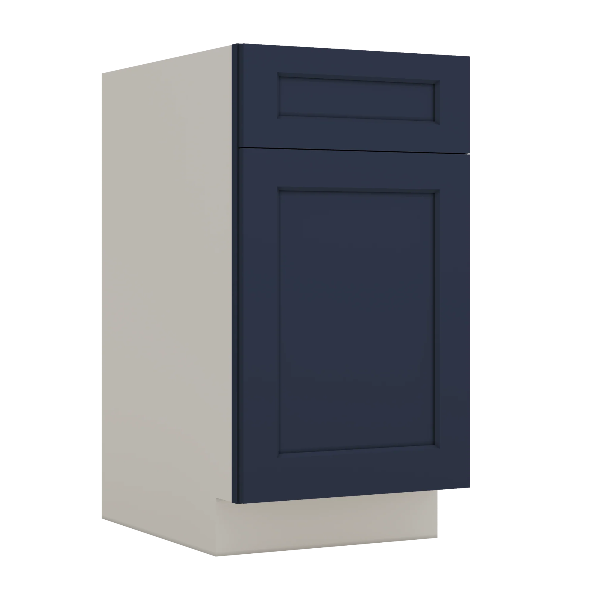 Trash Can Pull Out Base Cabinet NB29 Naval Blue Shaker 1-1/4" Overlay 15" and 18" Wide - Image 3