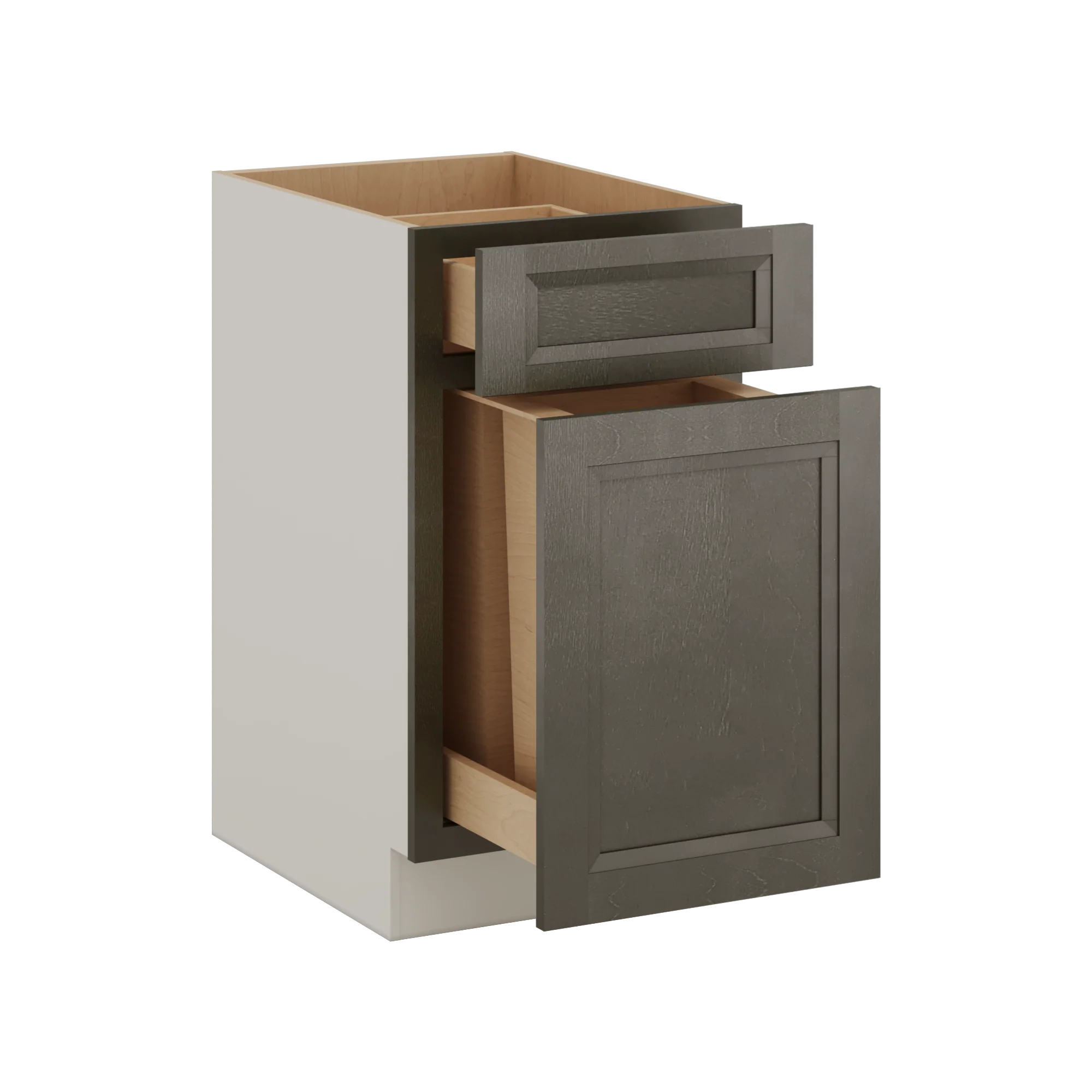 Trash Can Pull Out Base Cabinet Huntington Cinder Double Shaker 15" and 18" Wide - Image 4
