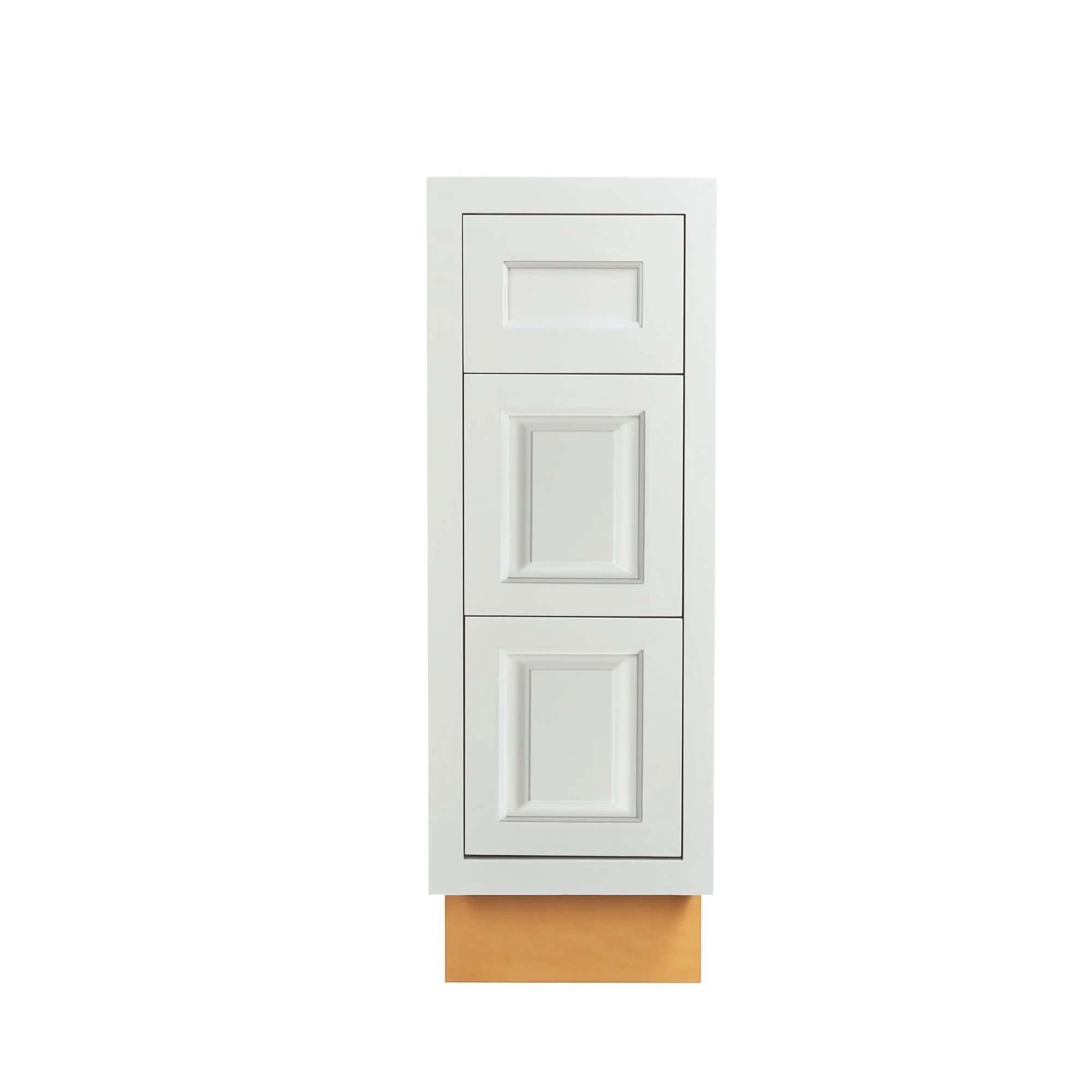 Bathroom Vanity 3 Drawer Base Vintage White Inset Raised Panel Cabinets - 21" Deep 12", 15" & 18" Wide - Image 2