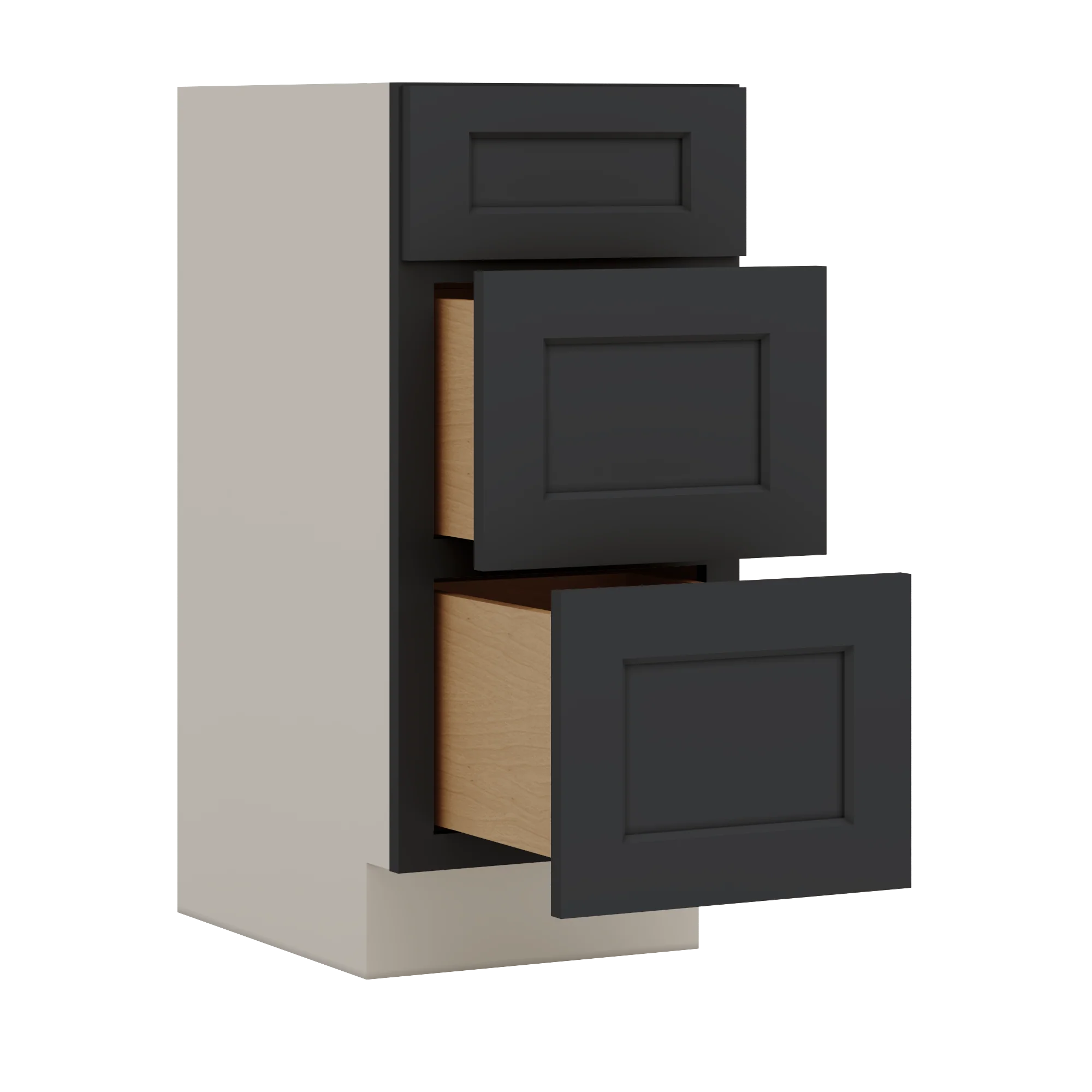 Vanity Drawer Base 12", 15", 18", 21" & 24" 15HNS Hermosa Noir Black Shaker 1-1/4" Overlay - Image 4
