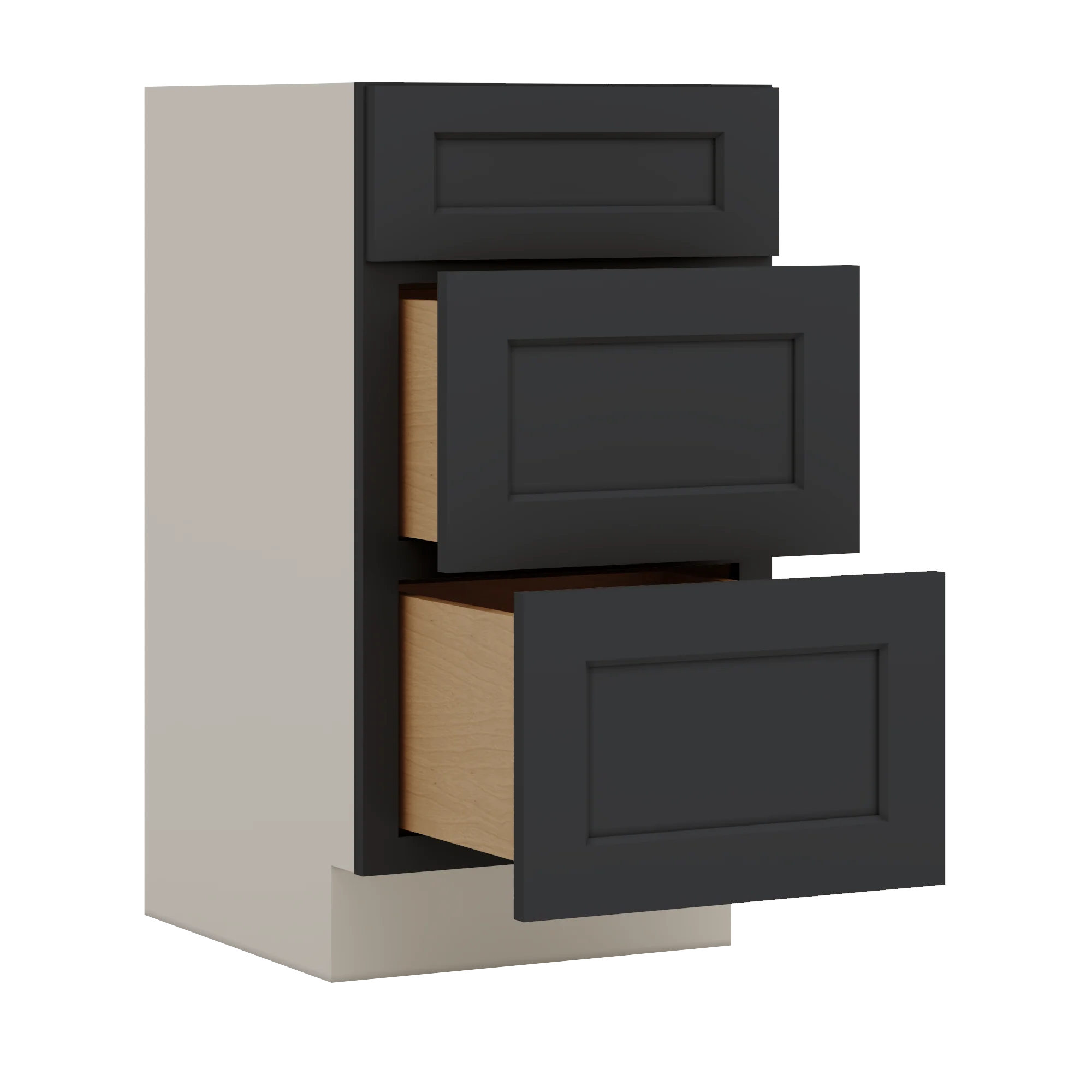 Vanity Drawer Base 12", 15", 18", 21" & 24" 15HNS Hermosa Noir Black Shaker 1-1/4" Overlay - Image 6