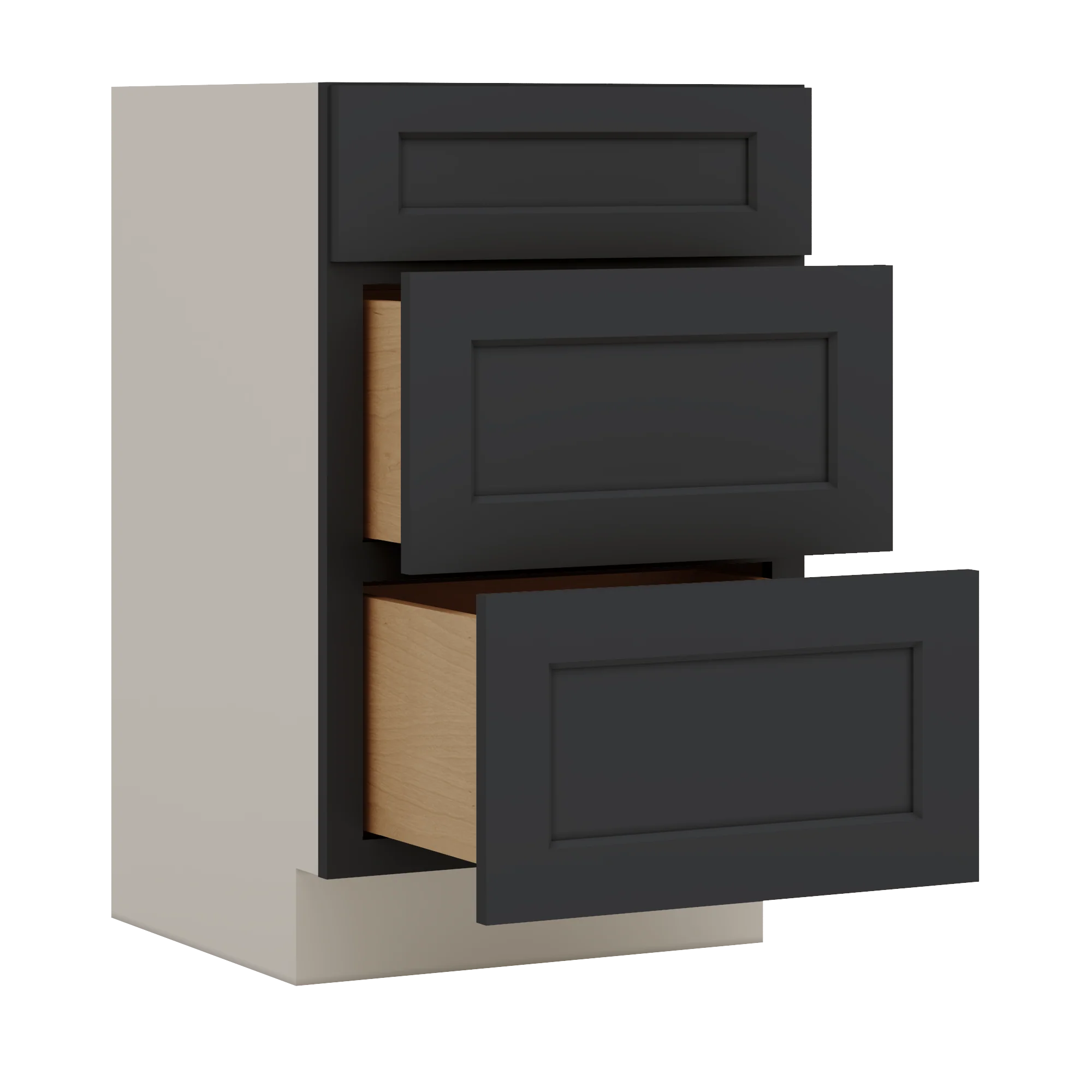 Vanity Drawer Base 12", 15", 18", 21" & 24" 15HNS Hermosa Noir Black Shaker 1-1/4" Overlay - Image 8