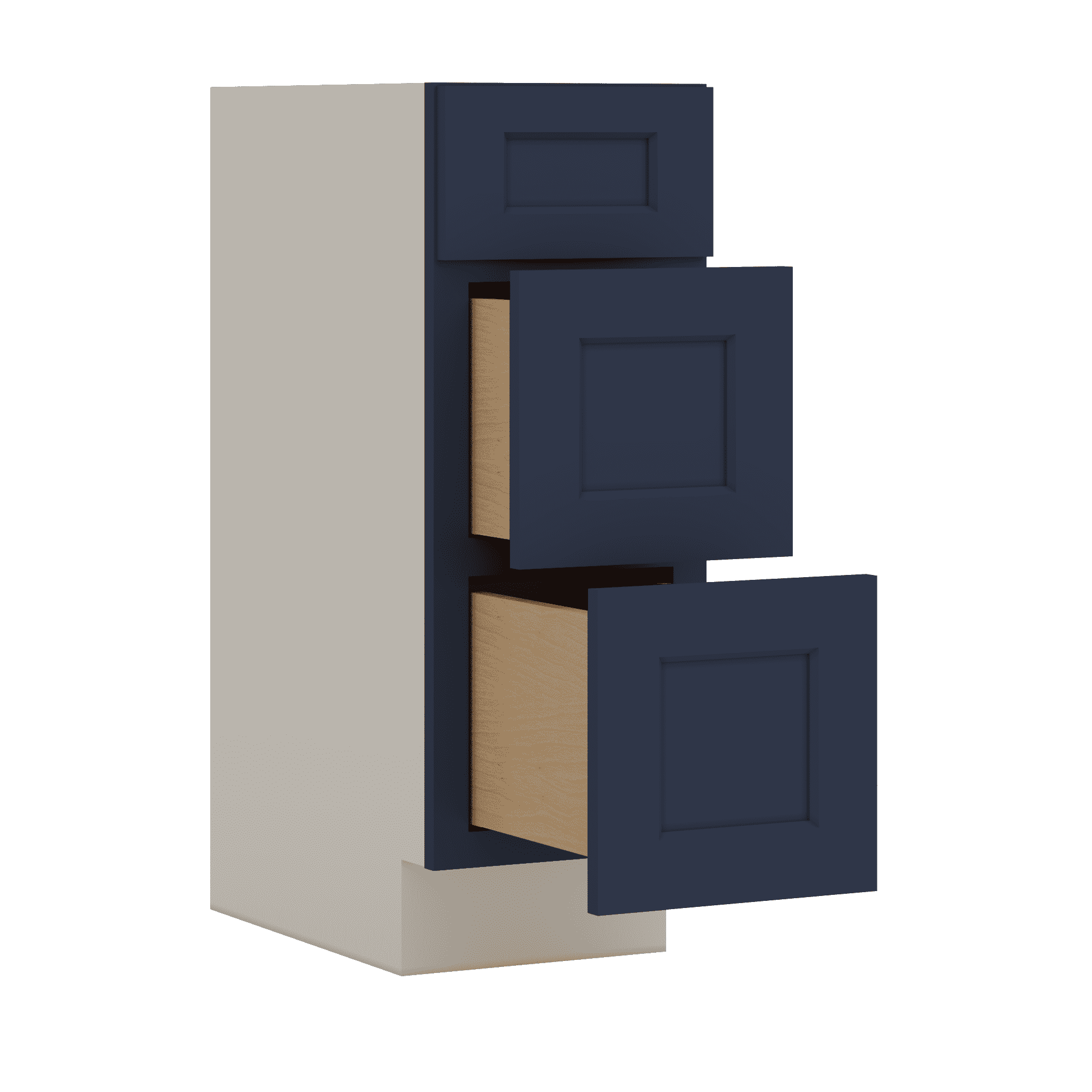 Vanity Drawer Base 12", 15", 18", 21" & 24" NB29 Naval Blue Shaker 1-1/4" Overlay - Image 2